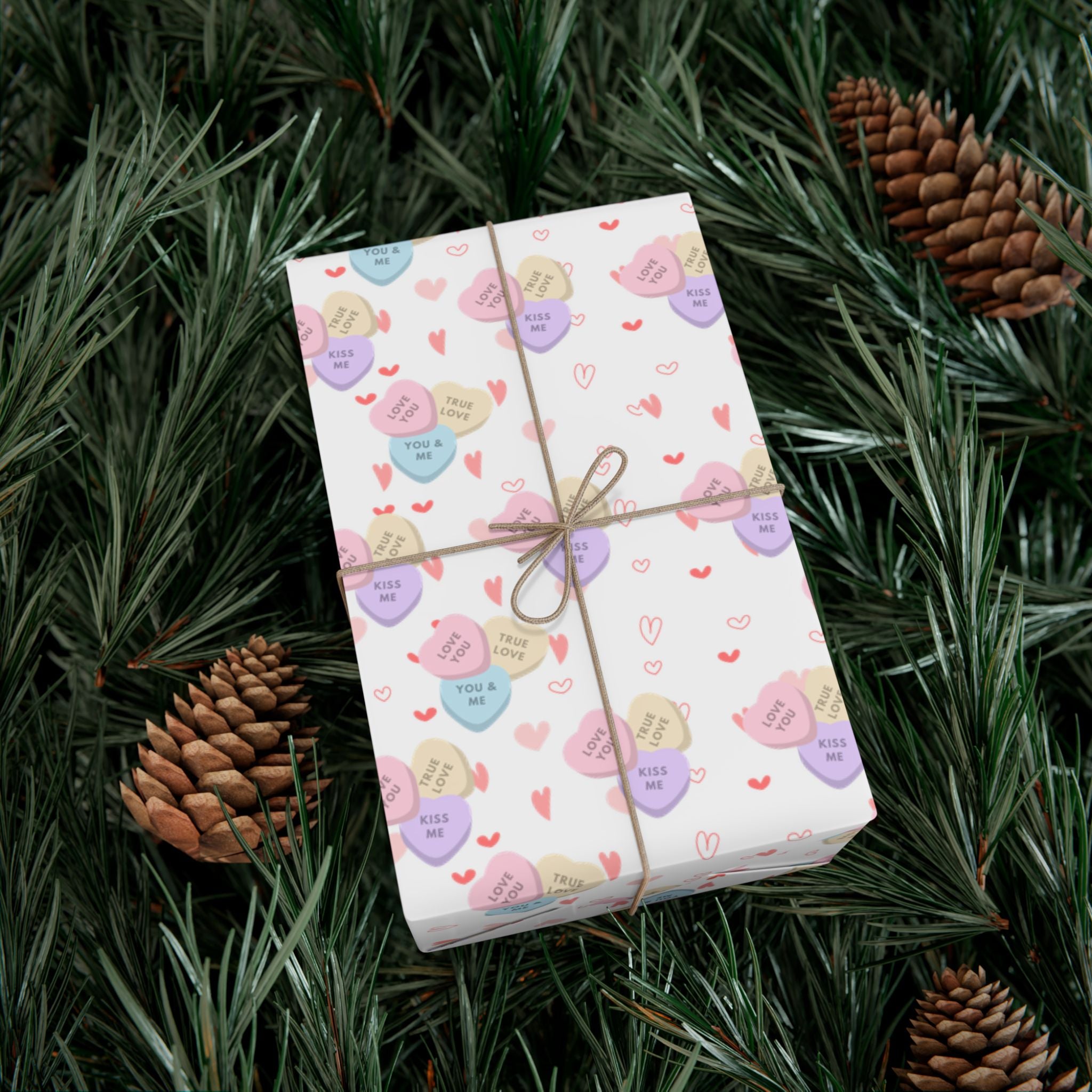 Candy Heart Pattern Gift Wrap | Valentines Conversation Heart Wrapping Paper