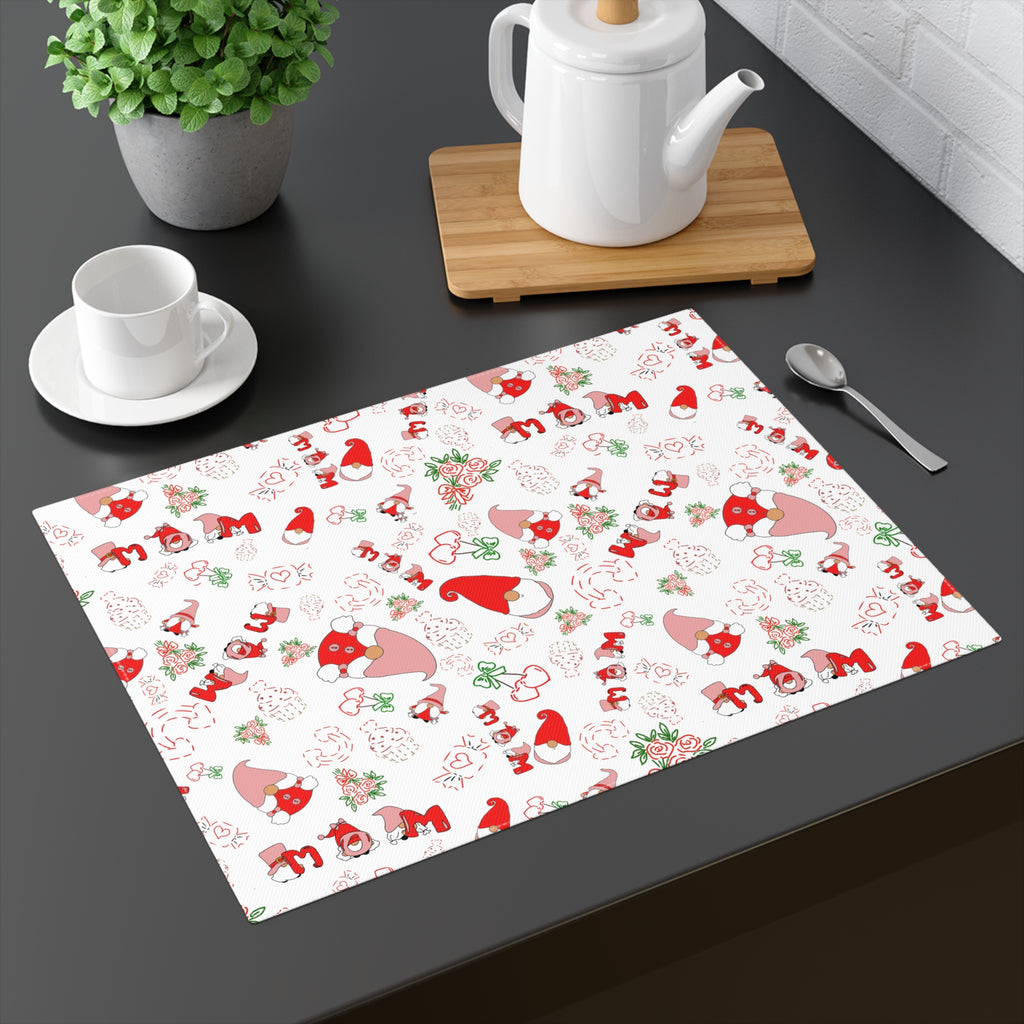 Mom Gnome Placemat | Holiday Gnome Pattern Table Mat