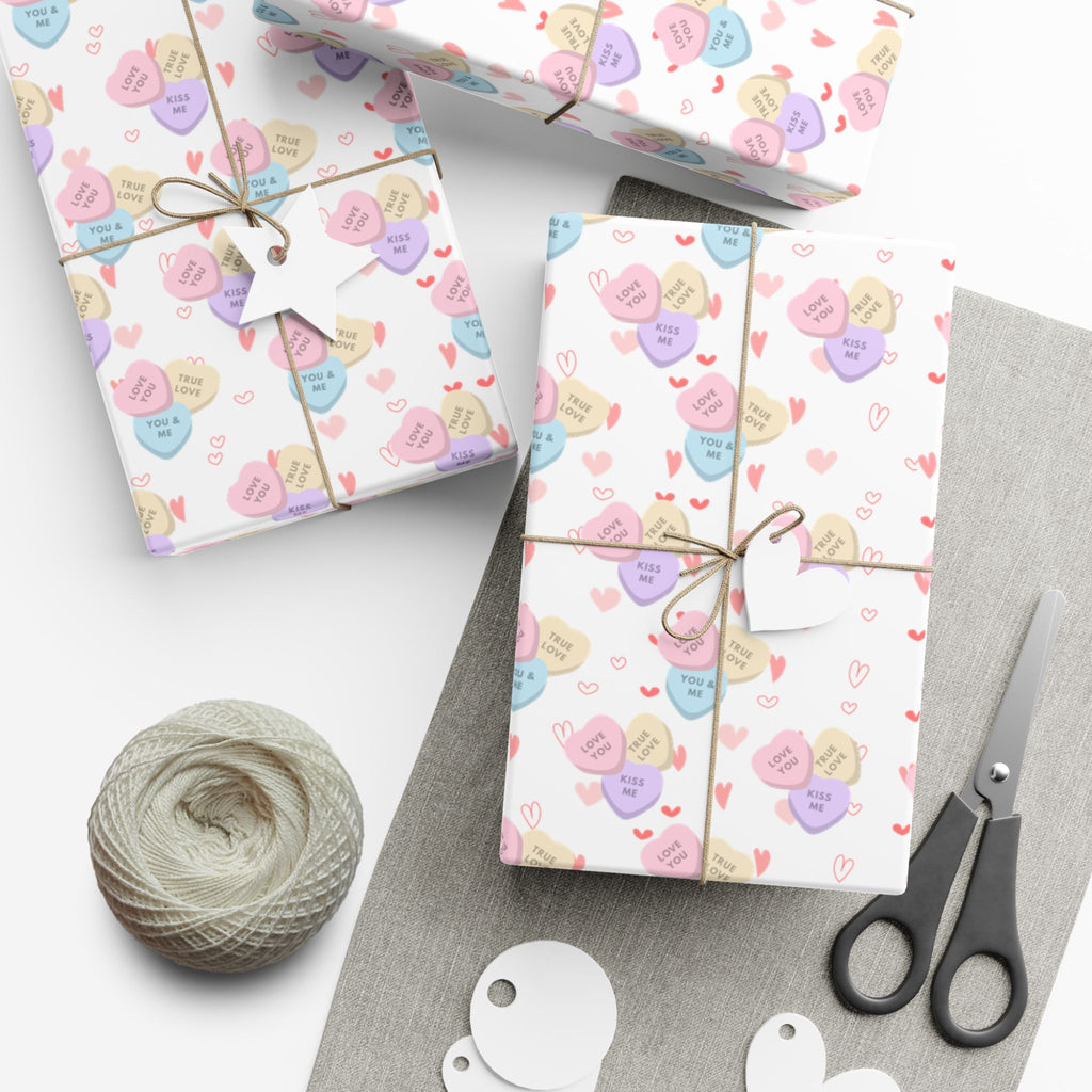 Candy Heart Pattern Gift Wrap | Valentines Conversation Heart Wrapping Paper