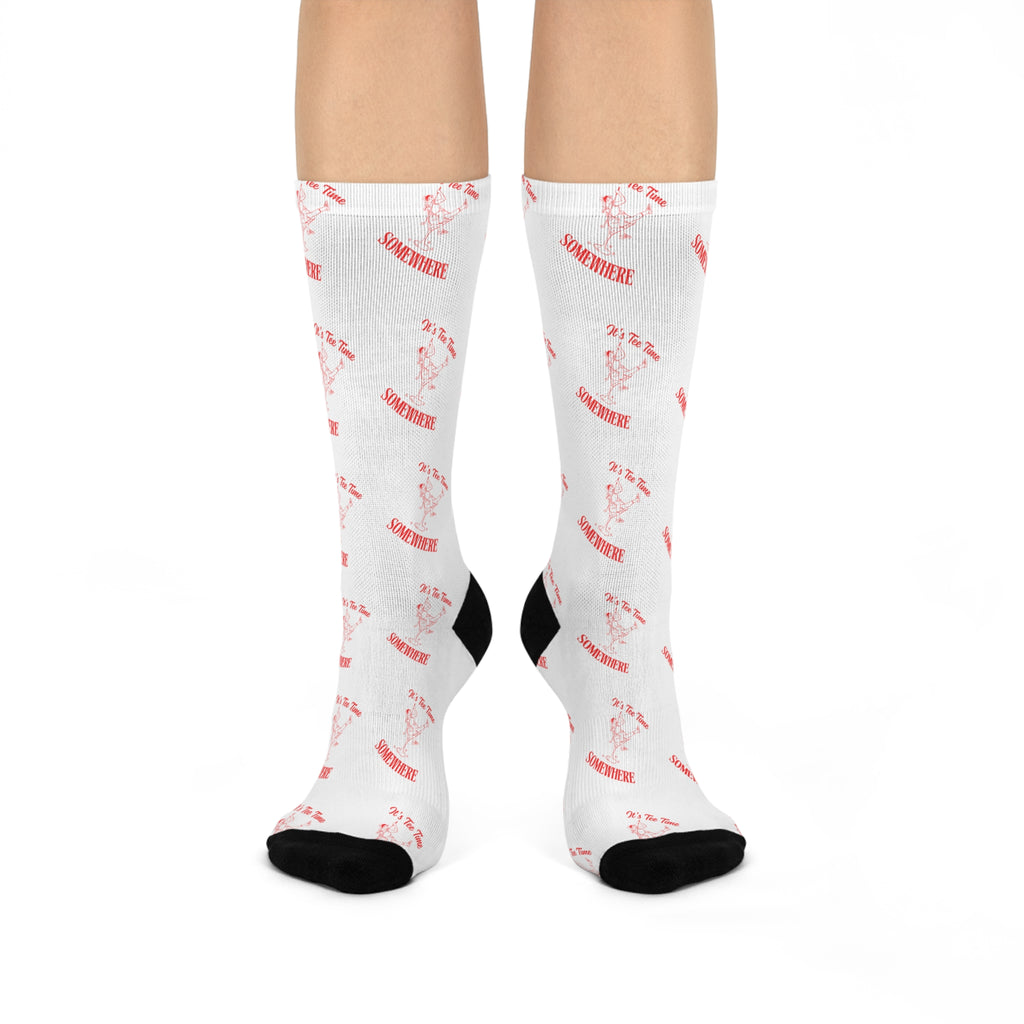 It's Tee time somewhere! Martini Girl - Martini Glass Pattern Cushioned Crew Socks | Cocktail Repeat Design