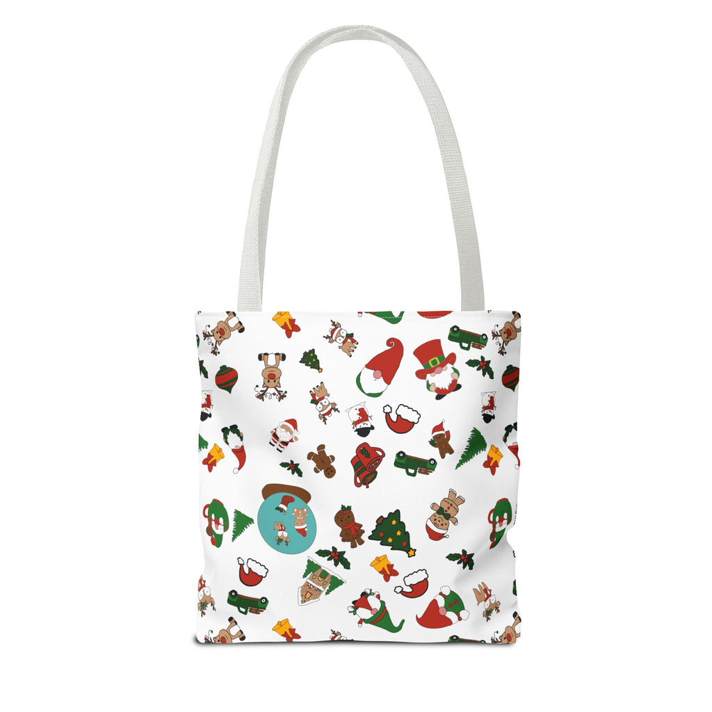 Christmas Icons Tote Bag | Santa, Trees, Stockings Pattern