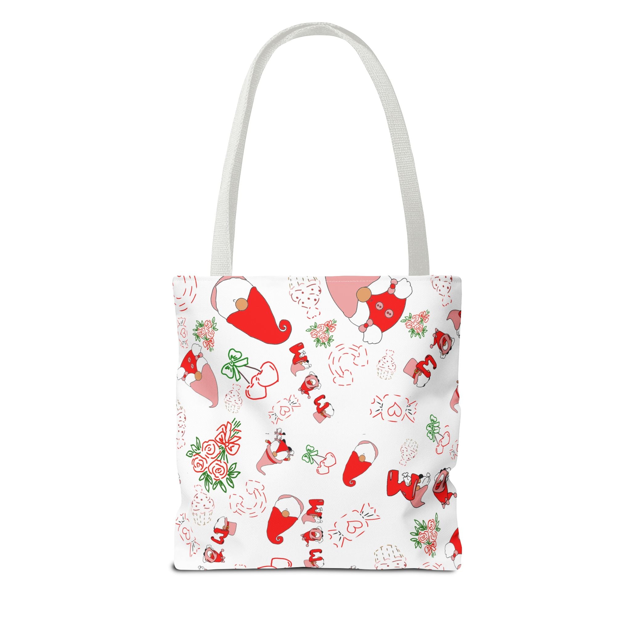 Mothers day  Gnome Pattern Tote Bag | Holiday Floral Gnomes All-Over Print