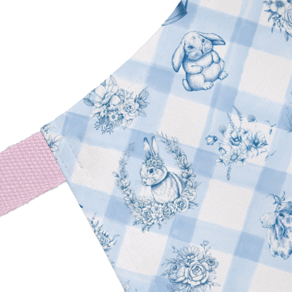 Cute Farm Plaid Bunny Apron — Bunnies Collection, 5-Color Straps