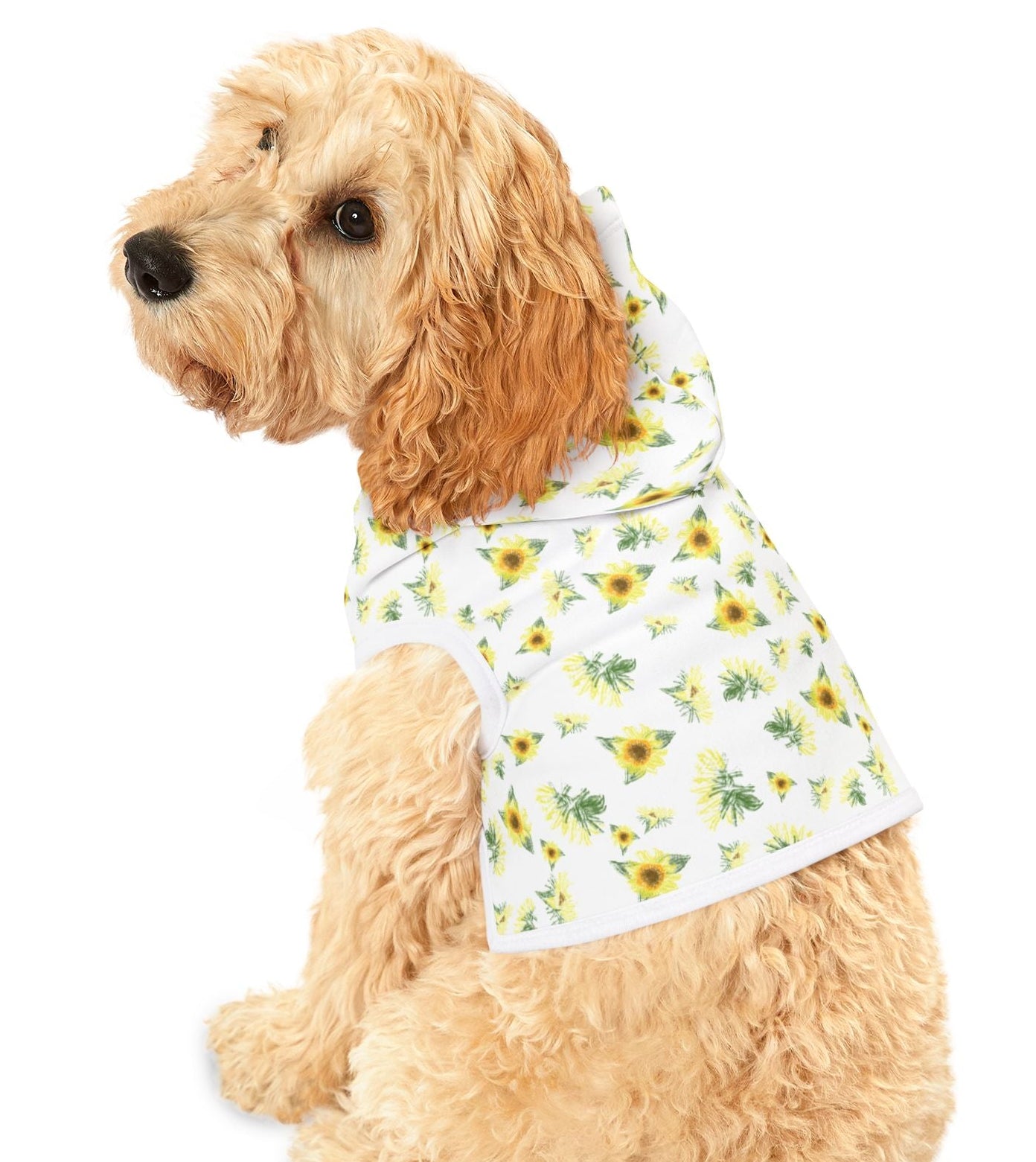 Sunflower Pattern Pet Hoodie | Floral Dog Hoodie