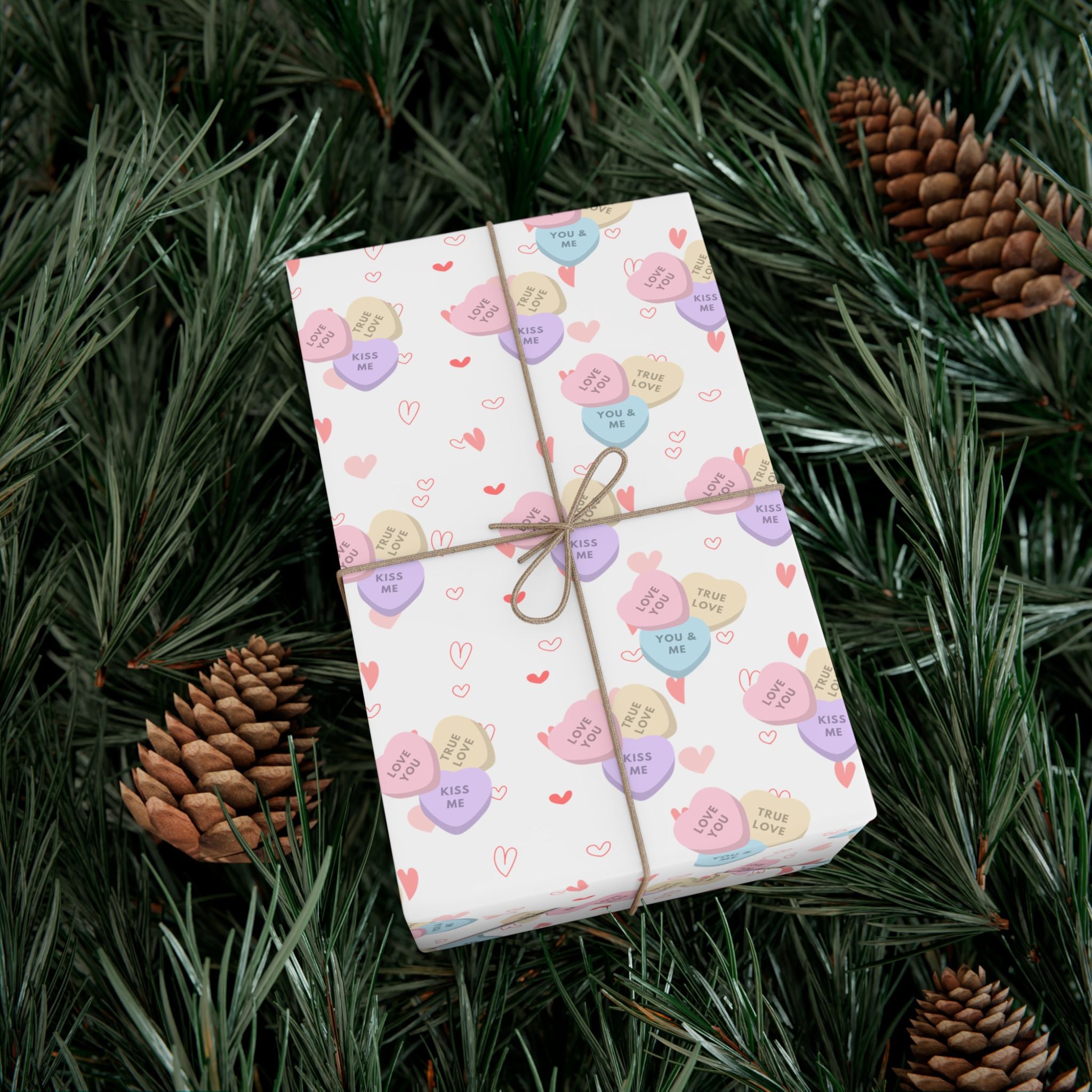 Candy Heart Pattern Gift Wrap | Valentines Conversation Heart Wrapping Paper