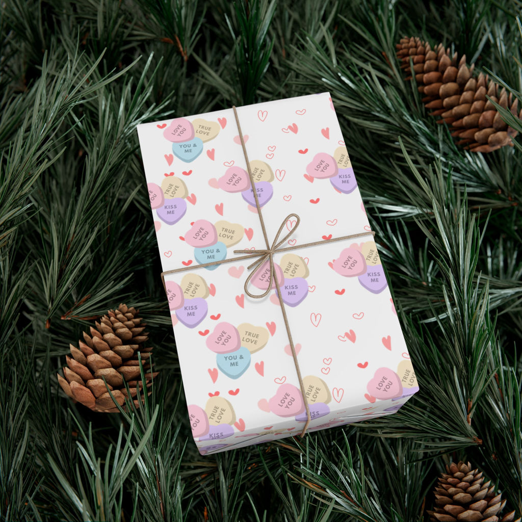 Candy Heart Pattern Gift Wrap | Valentines Conversation Heart Wrapping Paper