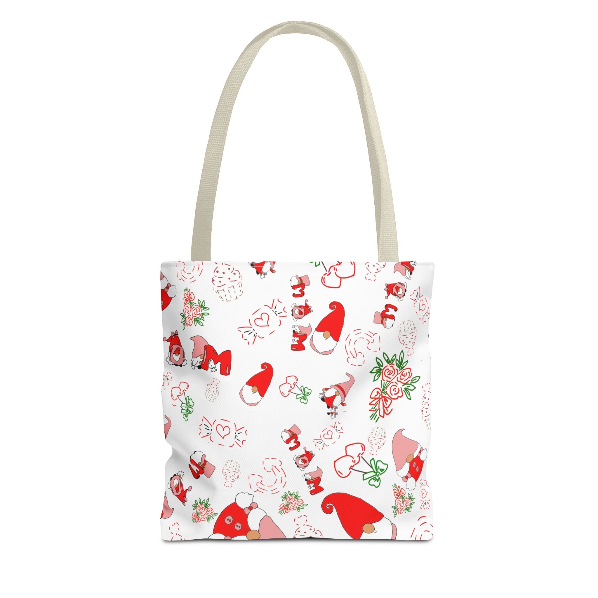 Mothers day  Gnome Pattern Tote Bag | Holiday Floral Gnomes All-Over Print