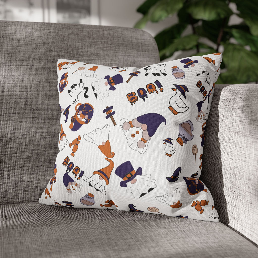 Halloween Gnomes Pillowcase | Spooky Ghosts Pumpkins Square Pillowcase
