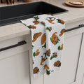 Thanksgiving Gnome Pattern Microfiber Tea Towel | Fall Leaves, Pumpkins