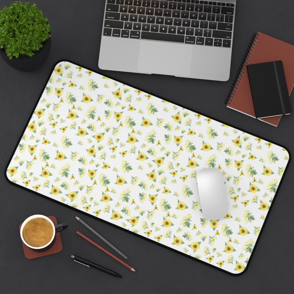 Yellow Sunflower Pattern Desk Mat | Floral Desk Pad