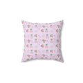 Cherry , Cupcakes , Flowers - Valentines Day Pattern Pillow | Pink Floral Cherry Throw Pillow
