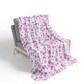 Floral and Butterflies Sakura Floral Fleece Sherpa Blanket | Cherry Blossom Pattern
