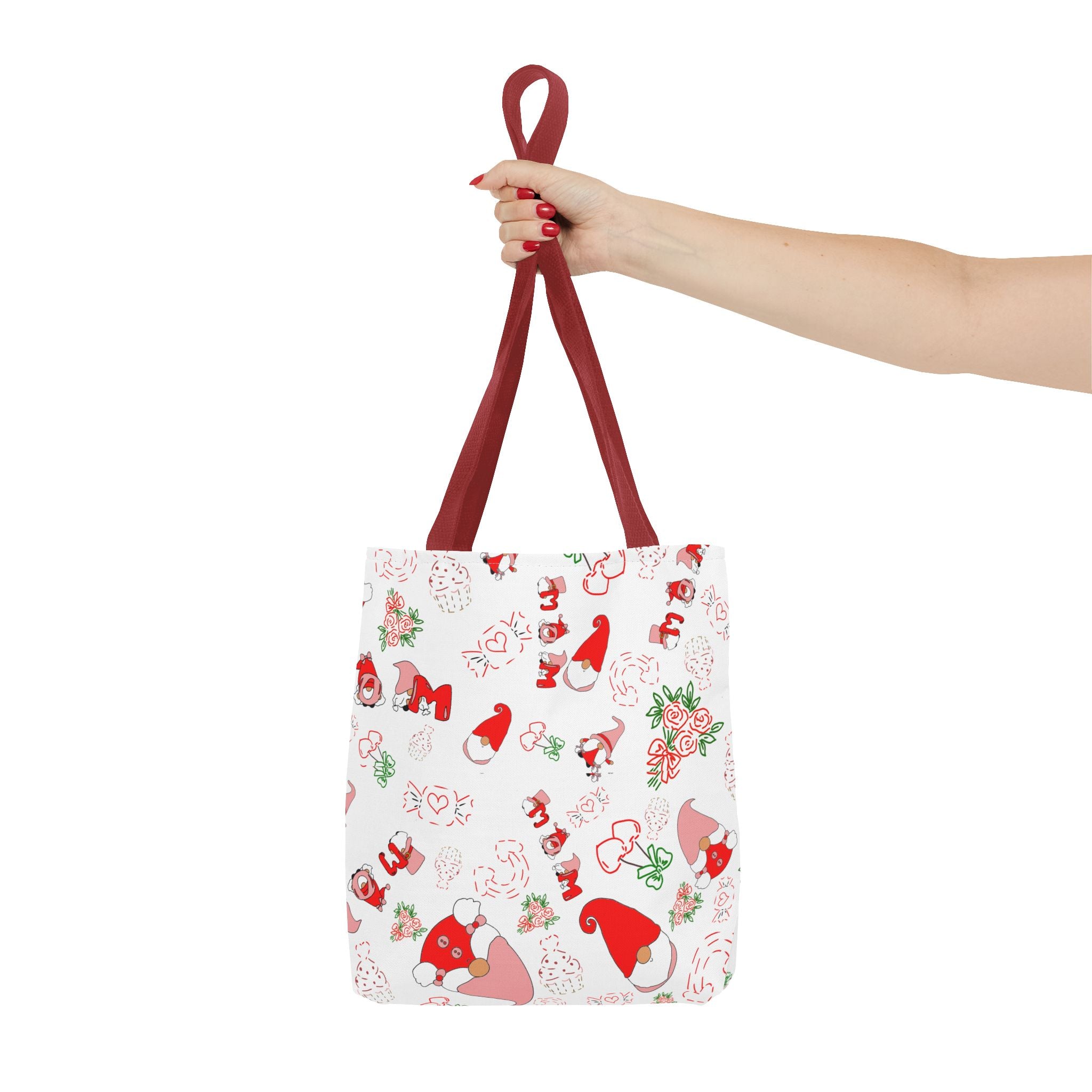Mothers day  Gnome Pattern Tote Bag | Holiday Floral Gnomes All-Over Print