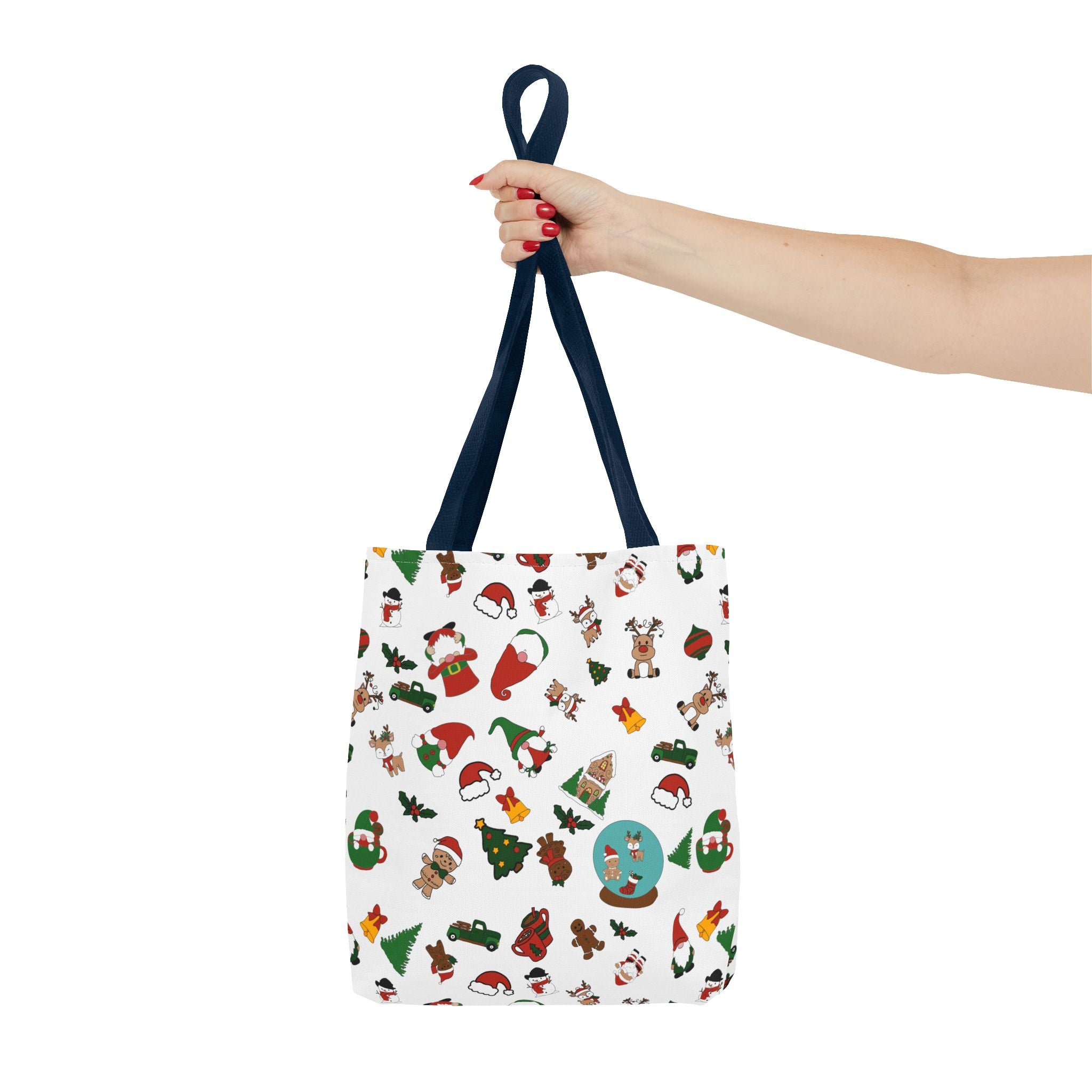 Christmas Icons Tote Bag | Santa, Trees, Stockings Pattern