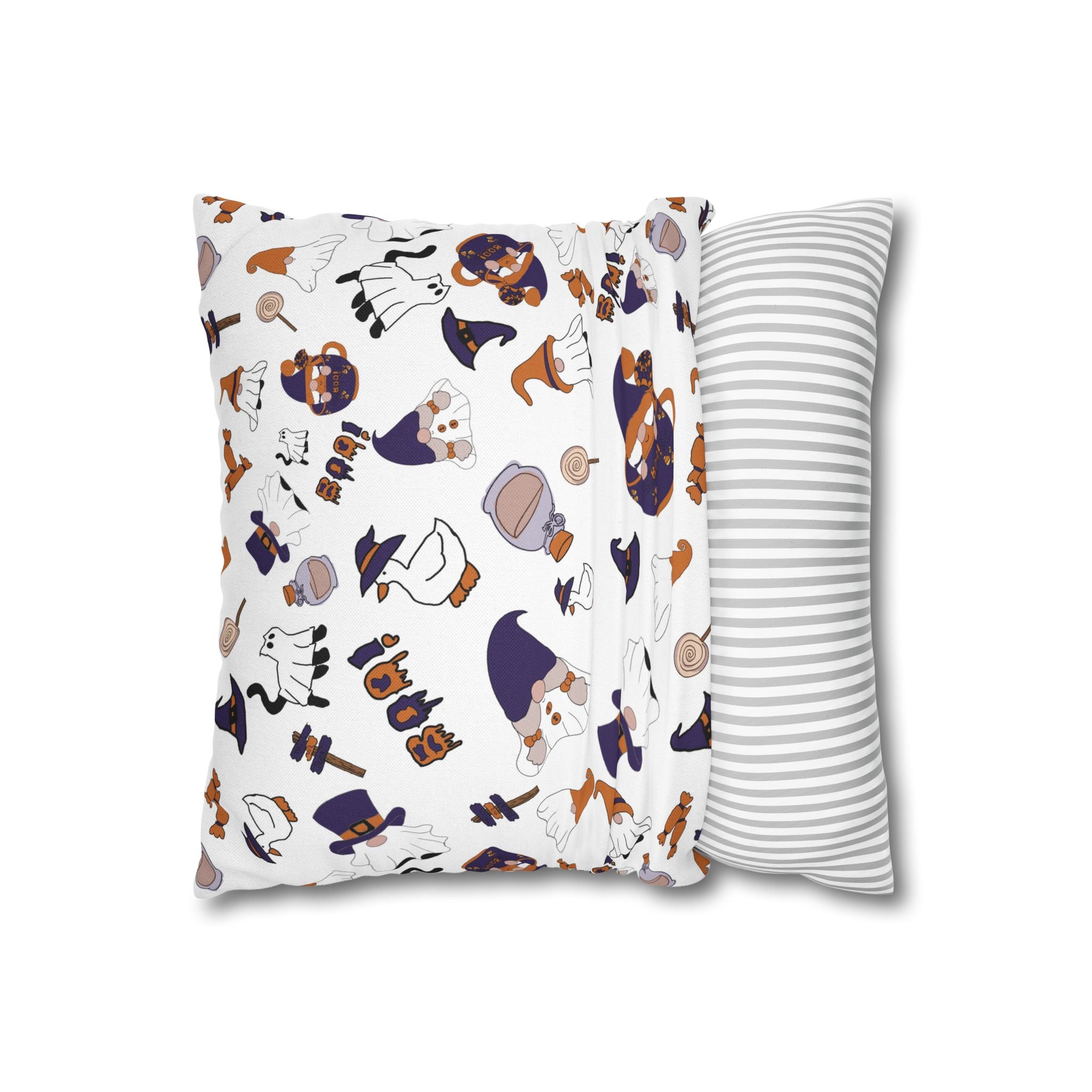 Halloween Gnomes Pillowcase | Spooky Ghosts Pumpkins Square Pillowcase