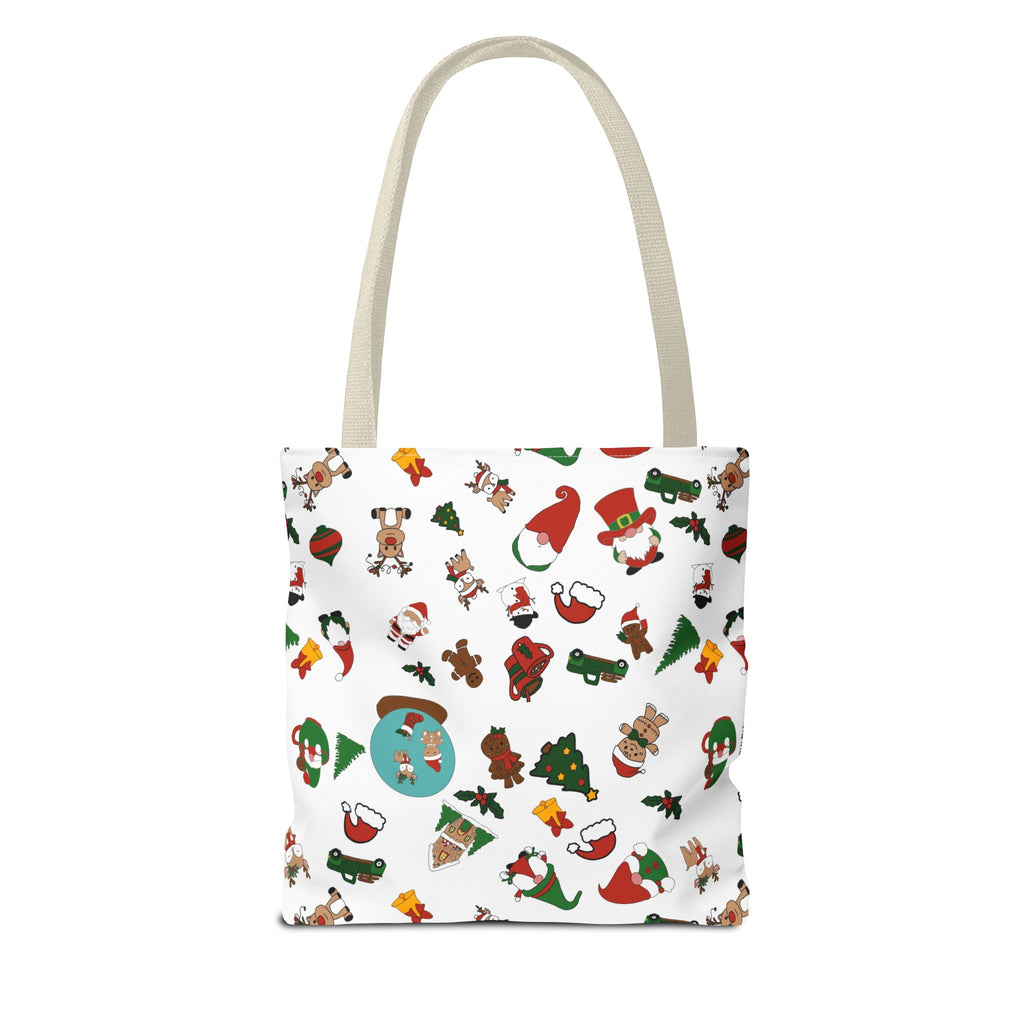 Christmas Icons Tote Bag | Santa, Trees, Stockings Pattern