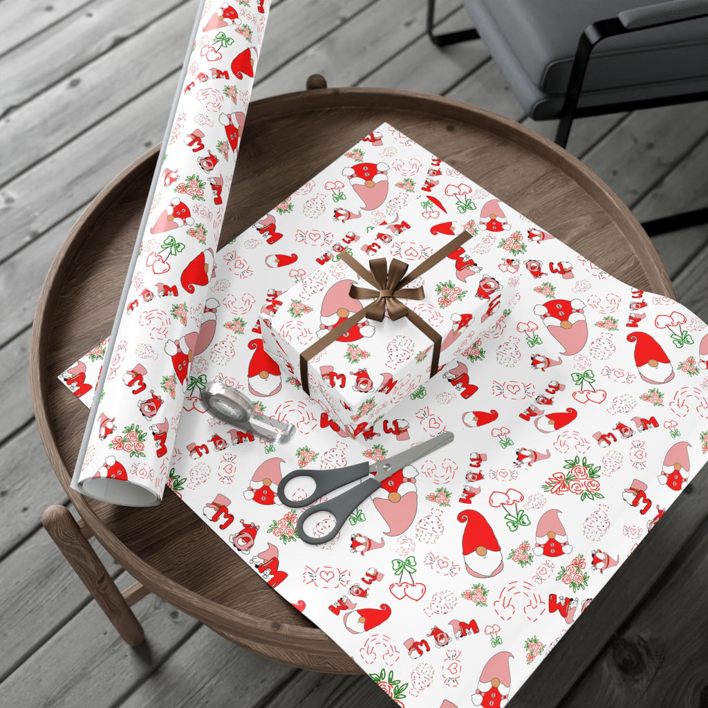 Gnome & Hearts Mothers Day Gift Wrap Paper