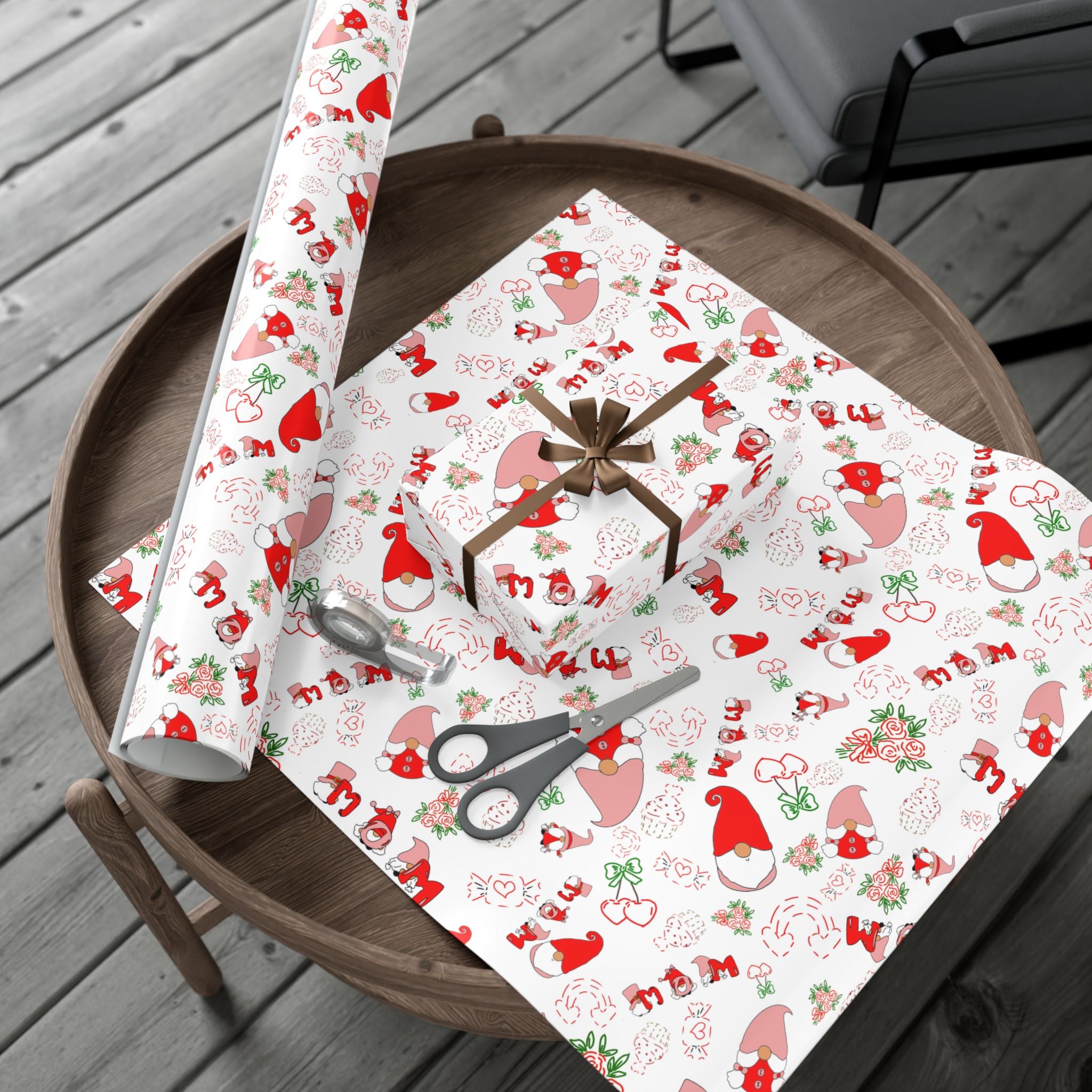 Gnome & Hearts Mothers Day Gift Wrap Paper