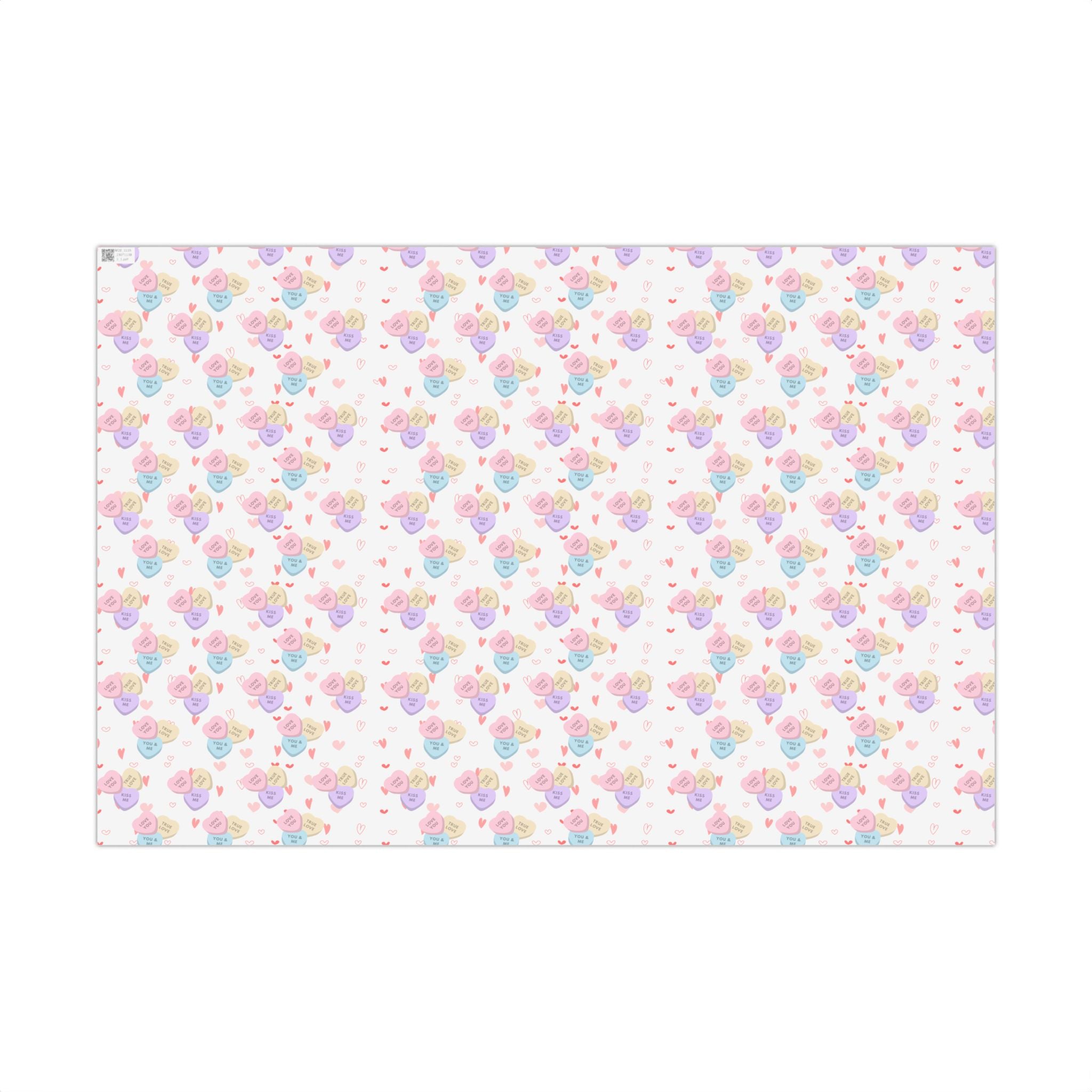 Candy Heart Pattern Gift Wrap | Valentines Conversation Heart Wrapping Paper