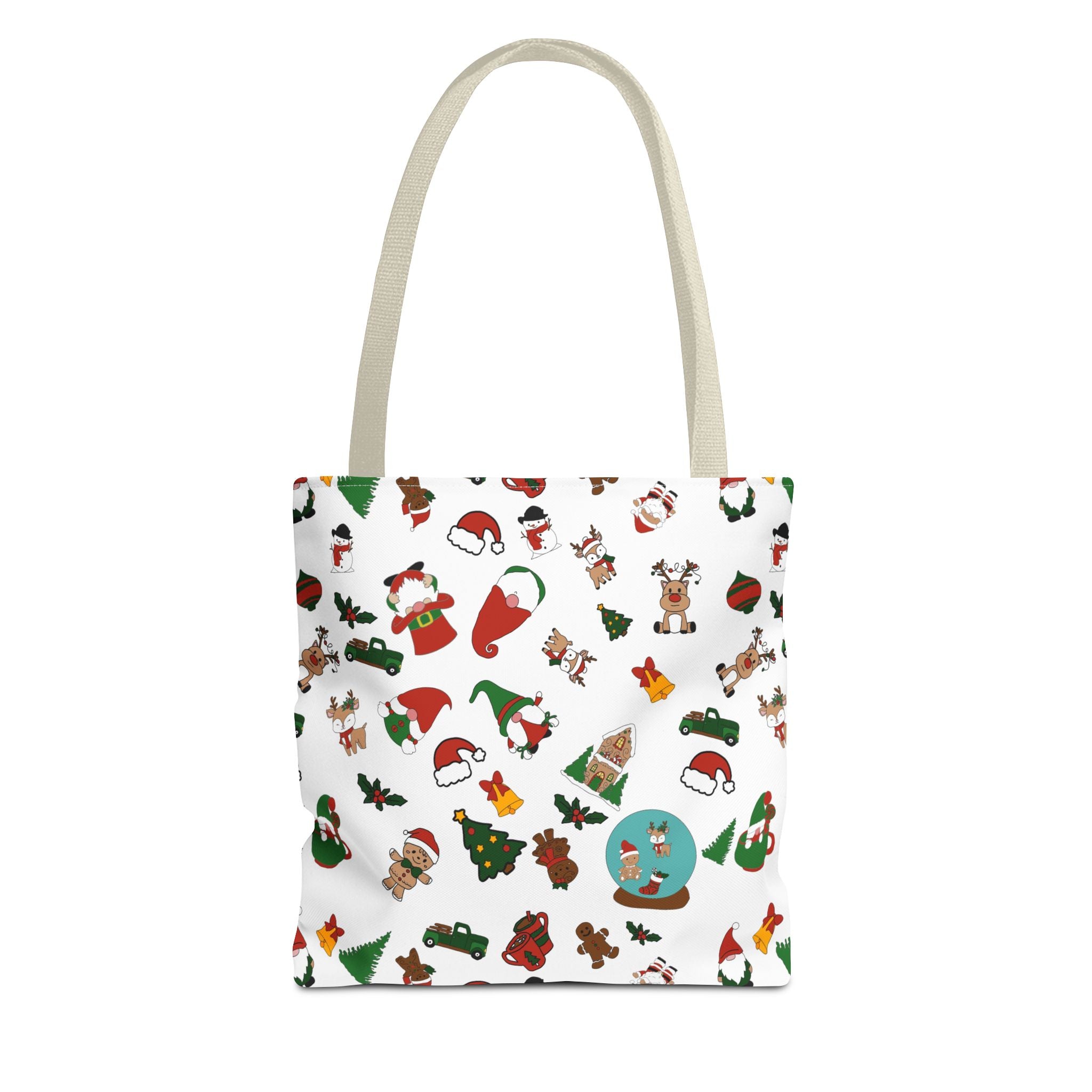 Christmas Icons Tote Bag | Santa, Trees, Stockings Pattern