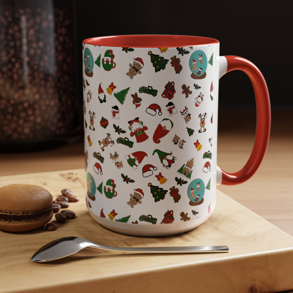 Christmas Icons Pattern Mug | Accent Coffee Mug 11oz 15oz