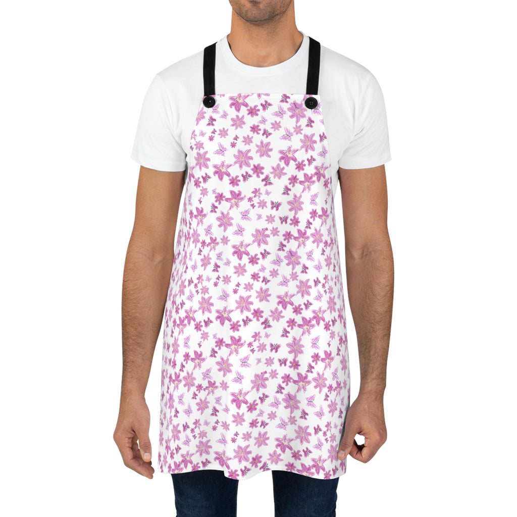 Pink Cherry Blossom Floral Apron | All-Over Print Kitchen Apron