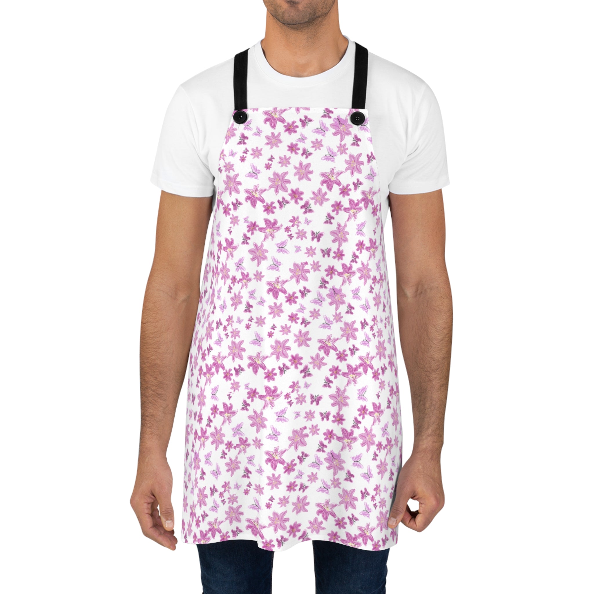 Pink Cherry Blossom Floral Apron | All-Over Print Kitchen Apron