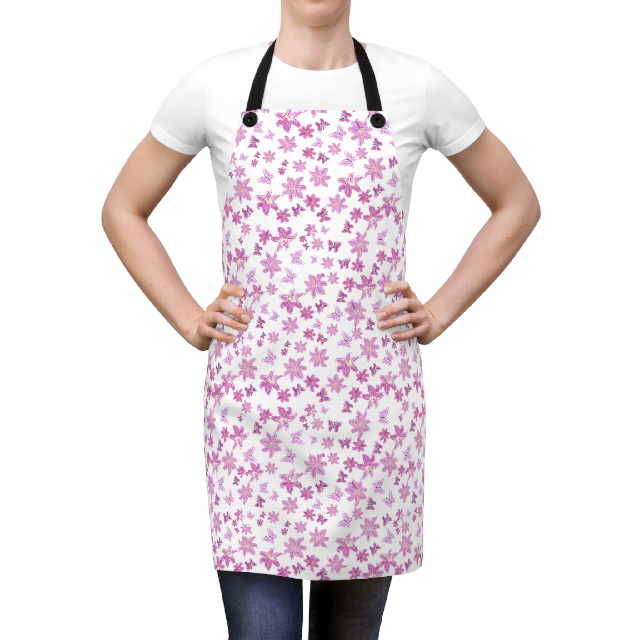 Pink Cherry Blossom Floral Apron | All-Over Print Kitchen Apron