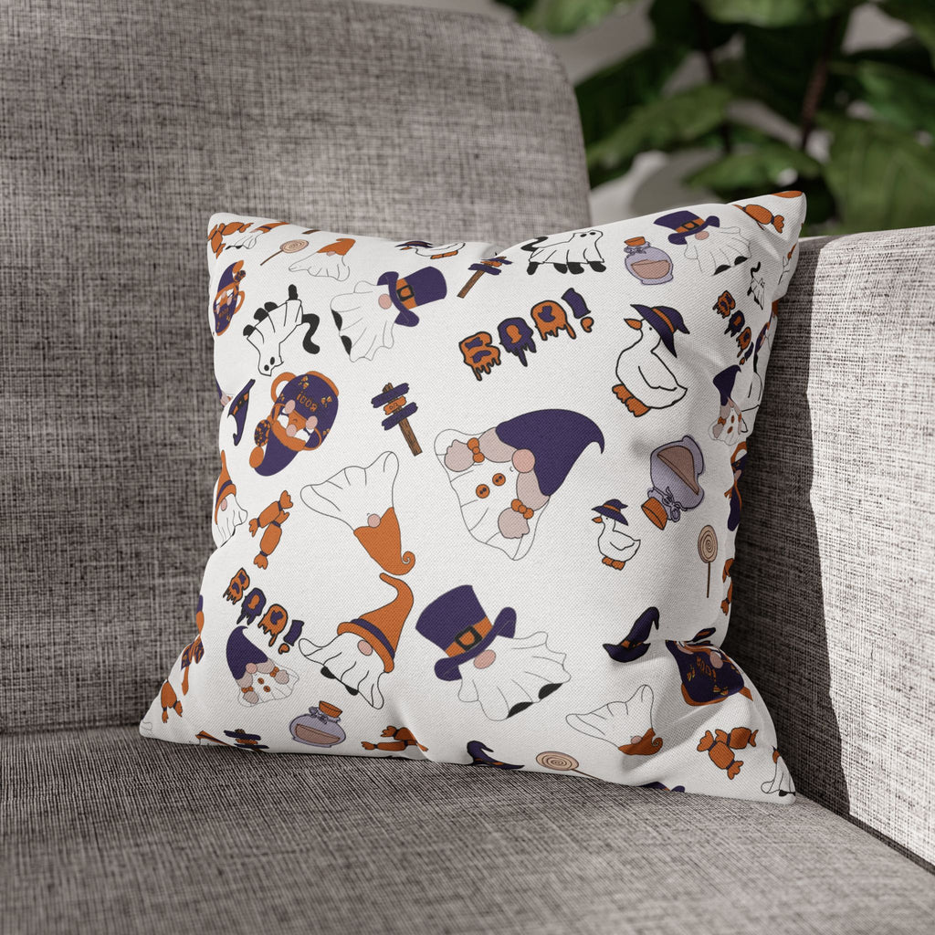 Halloween Gnomes Pillowcase | Spooky Ghosts Pumpkins Square Pillowcase