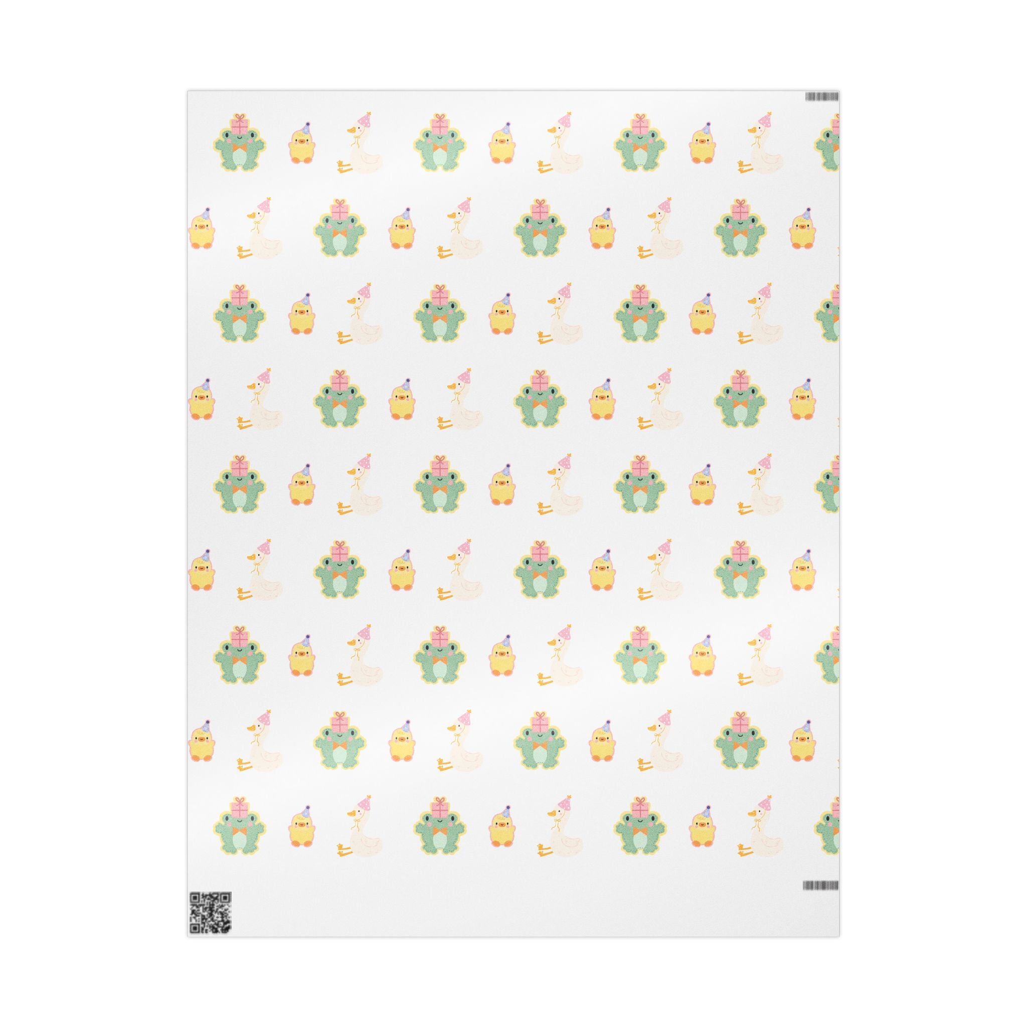 Wrapping Paper, Cute Frog, Chick and Duck Baby Shower/Baby Birthday Gift Wrap, Animal Print, Gender Neutral, Party Supplies, Kids Crafting