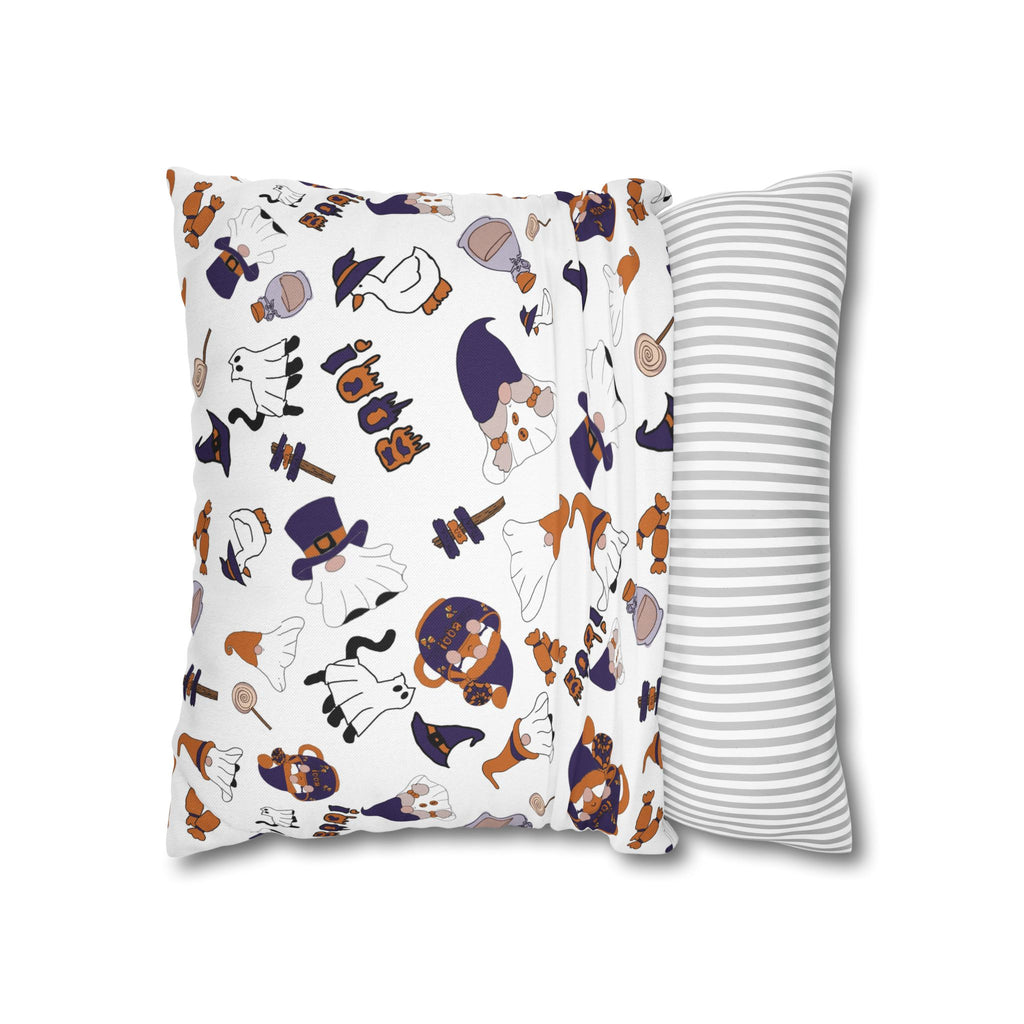 Halloween Gnomes Pillowcase | Spooky Ghosts Pumpkins Square Pillowcase