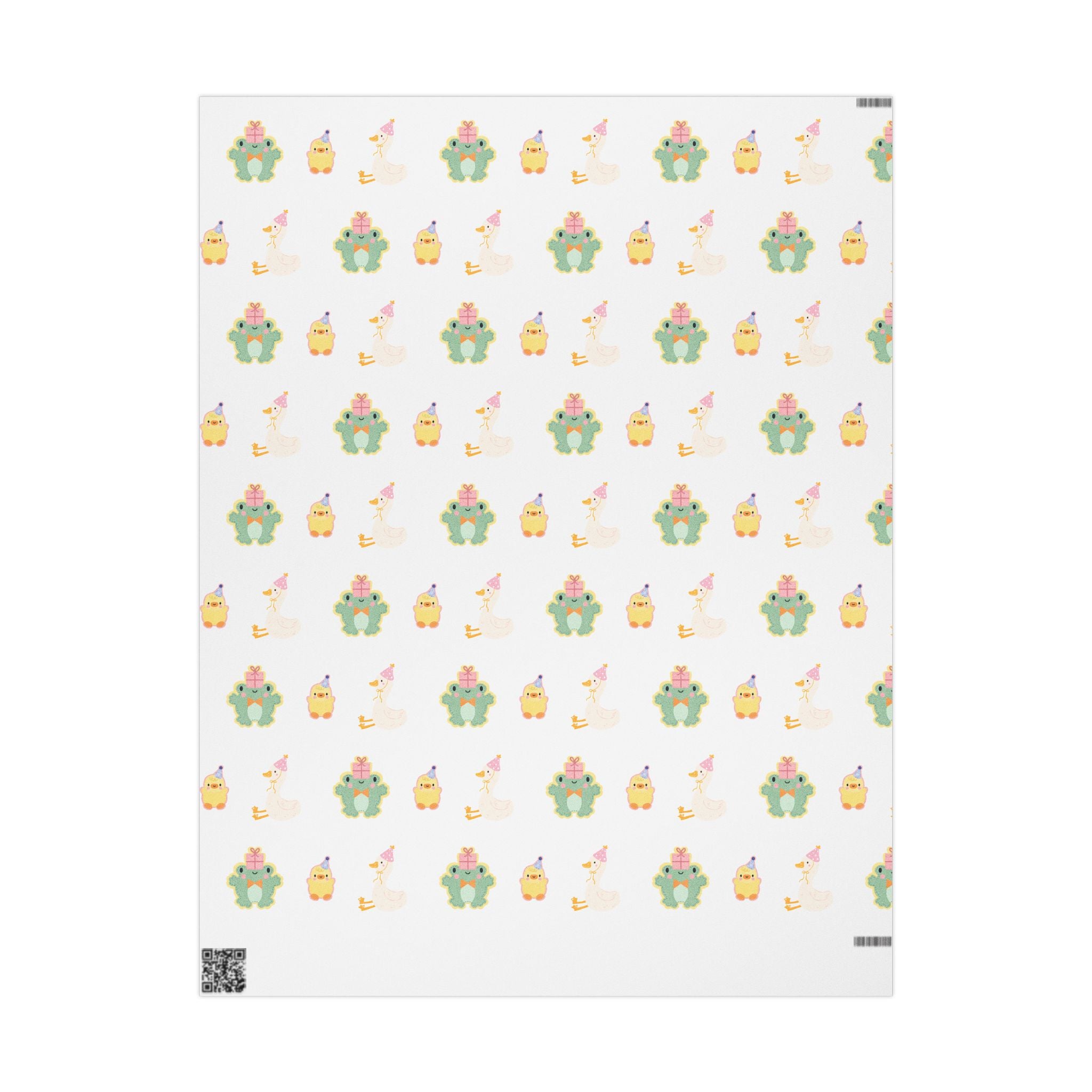 Wrapping Paper, Cute Frog, Chick and Duck Baby Shower/Baby Birthday Gift Wrap, Animal Print, Gender Neutral, Party Supplies, Kids Crafting