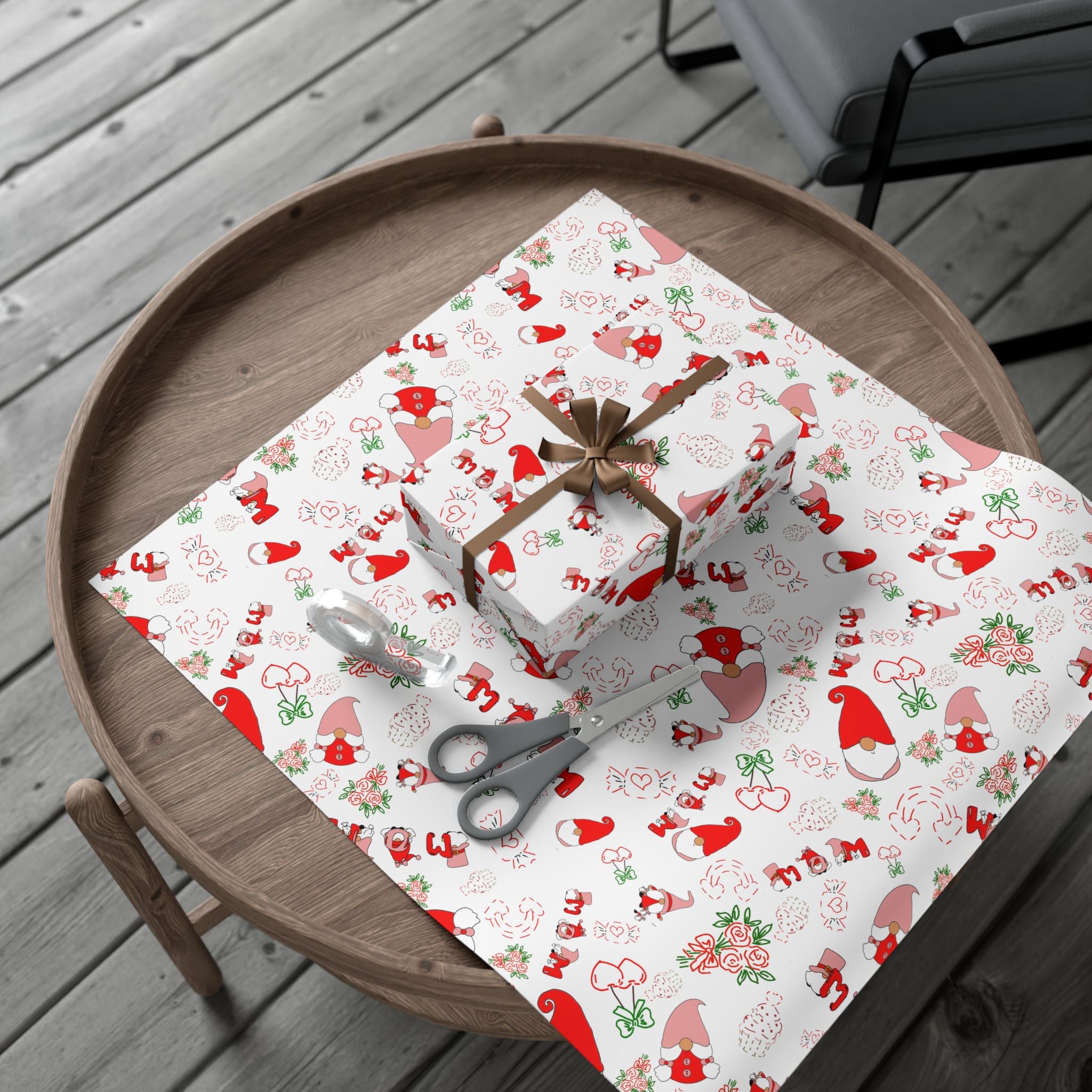 Gnome & Hearts Mothers Day Gift Wrap Paper