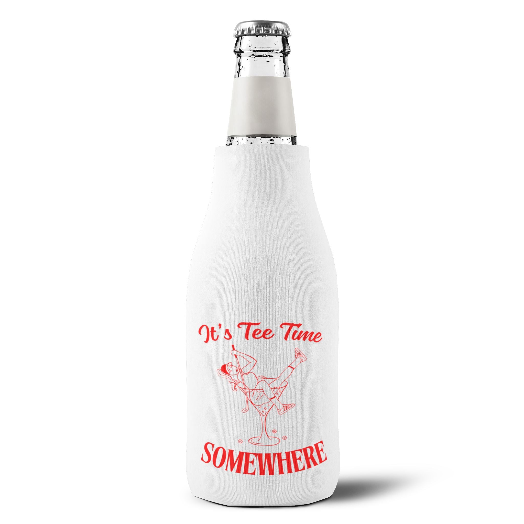 It's Tee Time Some Where! Champagne Zip-Up Bottle Cooler Sleeve