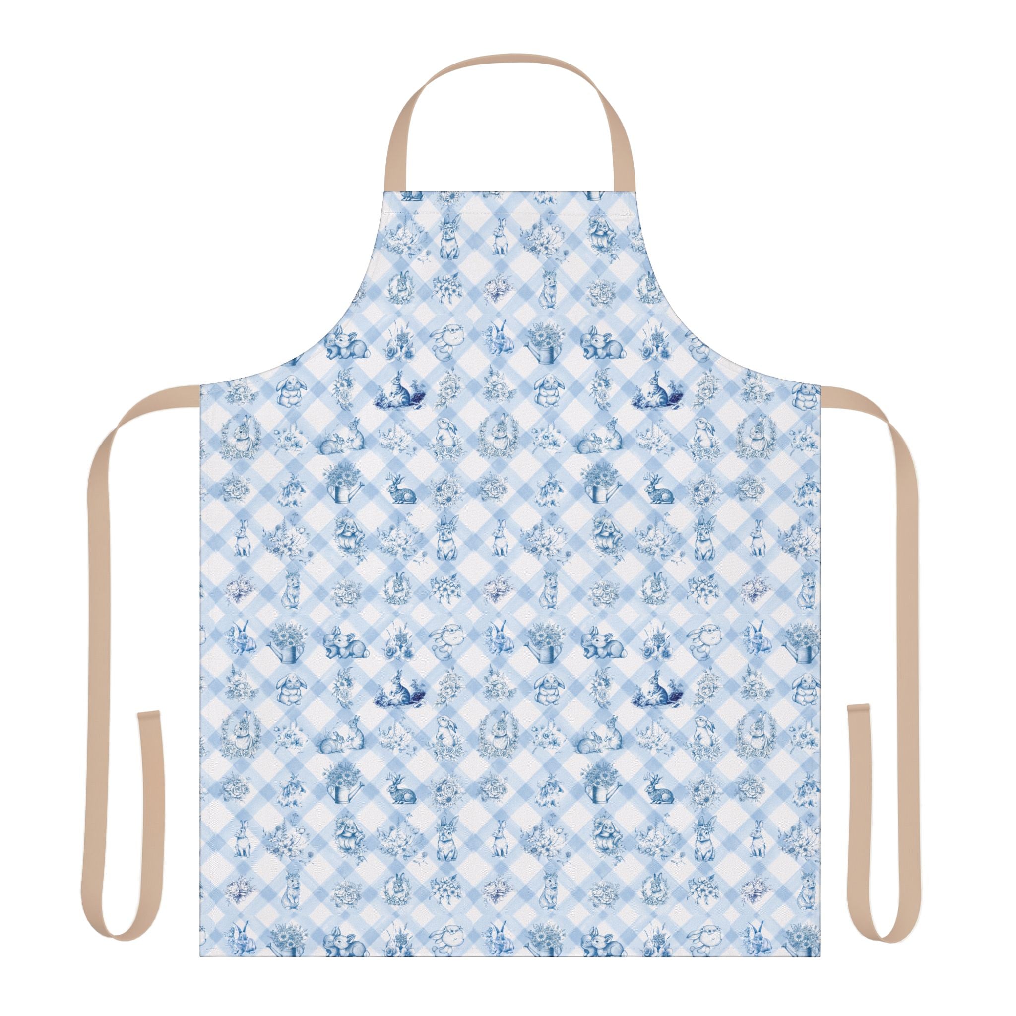 Cute Farm Plaid Bunny Apron — Bunnies Collection, 5-Color Straps