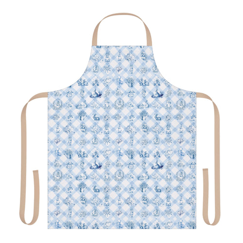 Cute Farm Plaid Bunny Apron — Bunnies Collection, 5-Color Straps