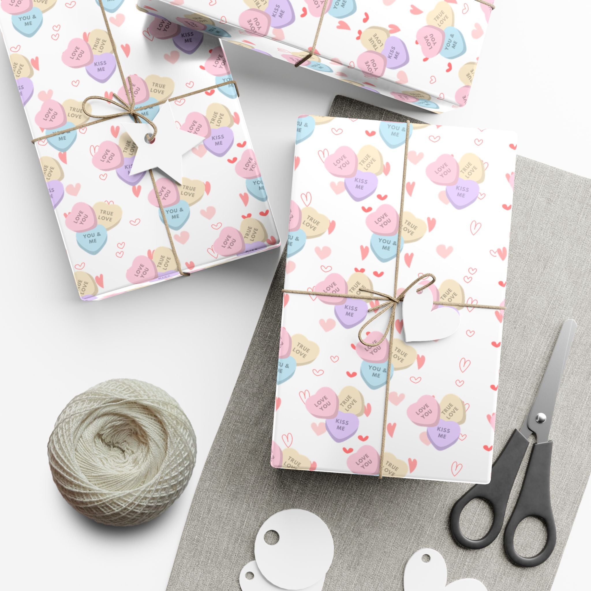 Candy Heart Pattern Gift Wrap | Valentines Conversation Heart Wrapping Paper