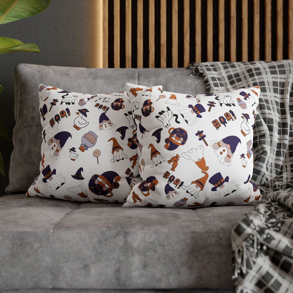 Halloween Gnomes Pillowcase | Spooky Ghosts Pumpkins Square Pillowcase