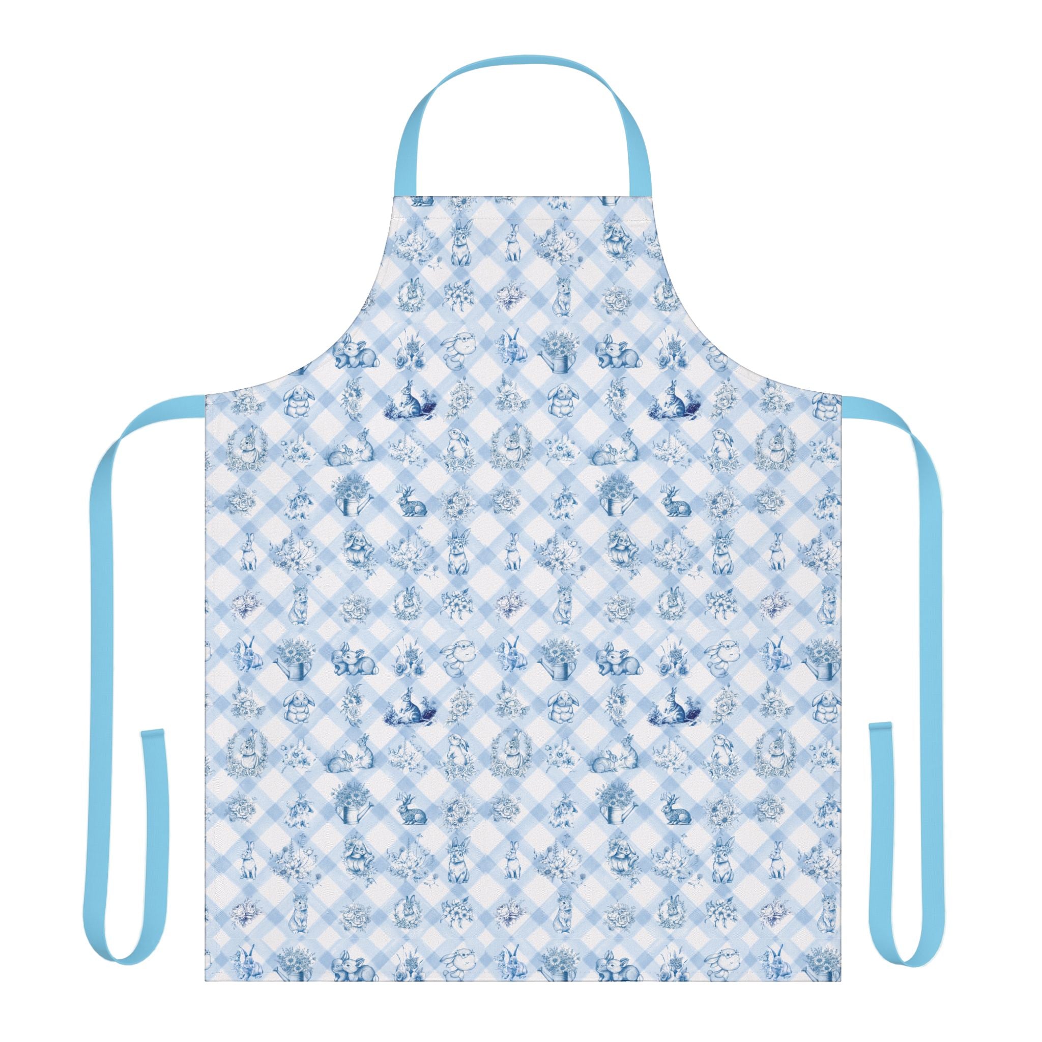 Cute Farm Plaid Bunny Apron — Bunnies Collection, 5-Color Straps