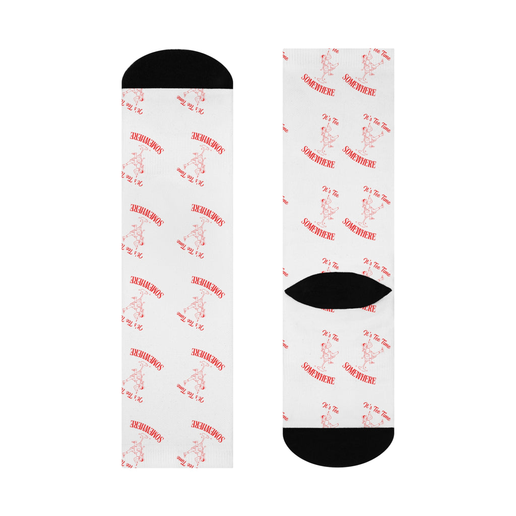 It's Tee time somewhere! Martini Girl - Martini Glass Pattern Cushioned Crew Socks | Cocktail Repeat Design