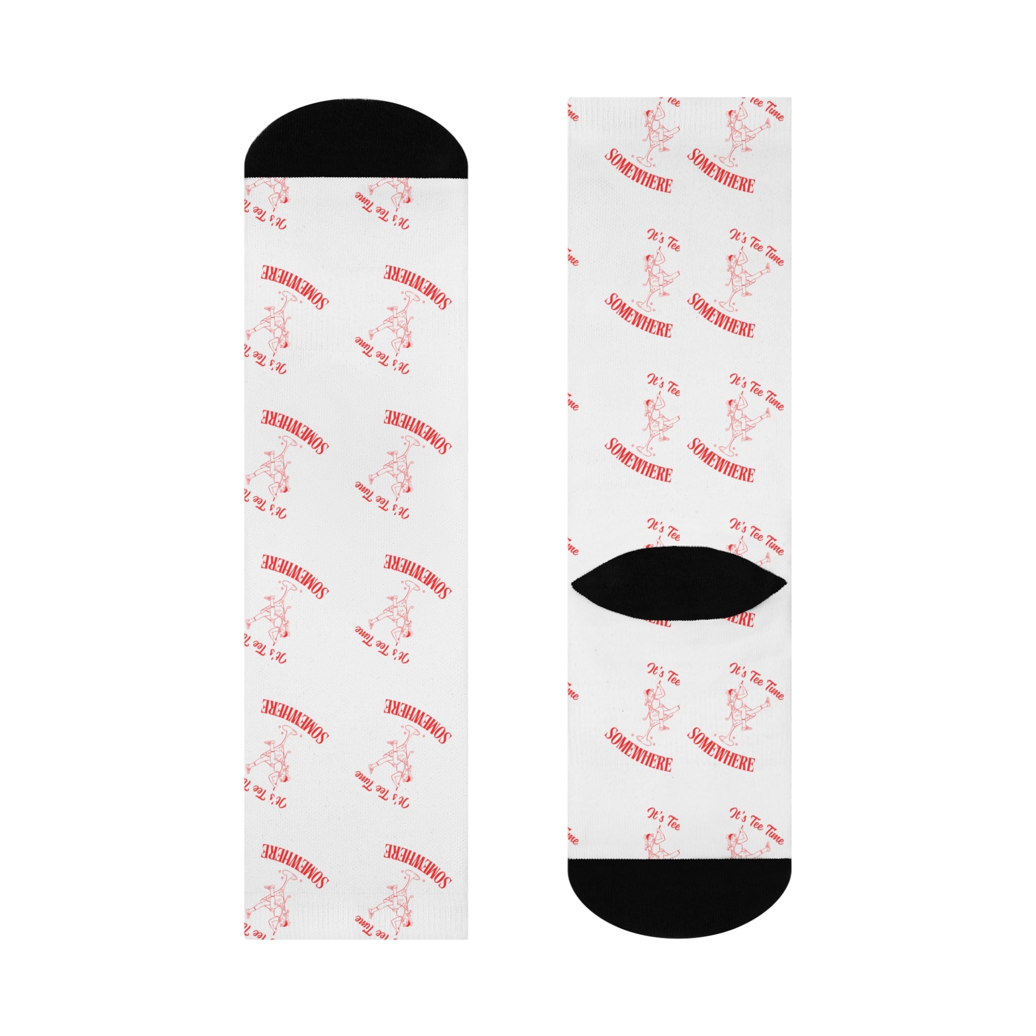 It's Tee time somewhere! Martini Girl - Martini Glass Pattern Cushioned Crew Socks | Cocktail Repeat Design
