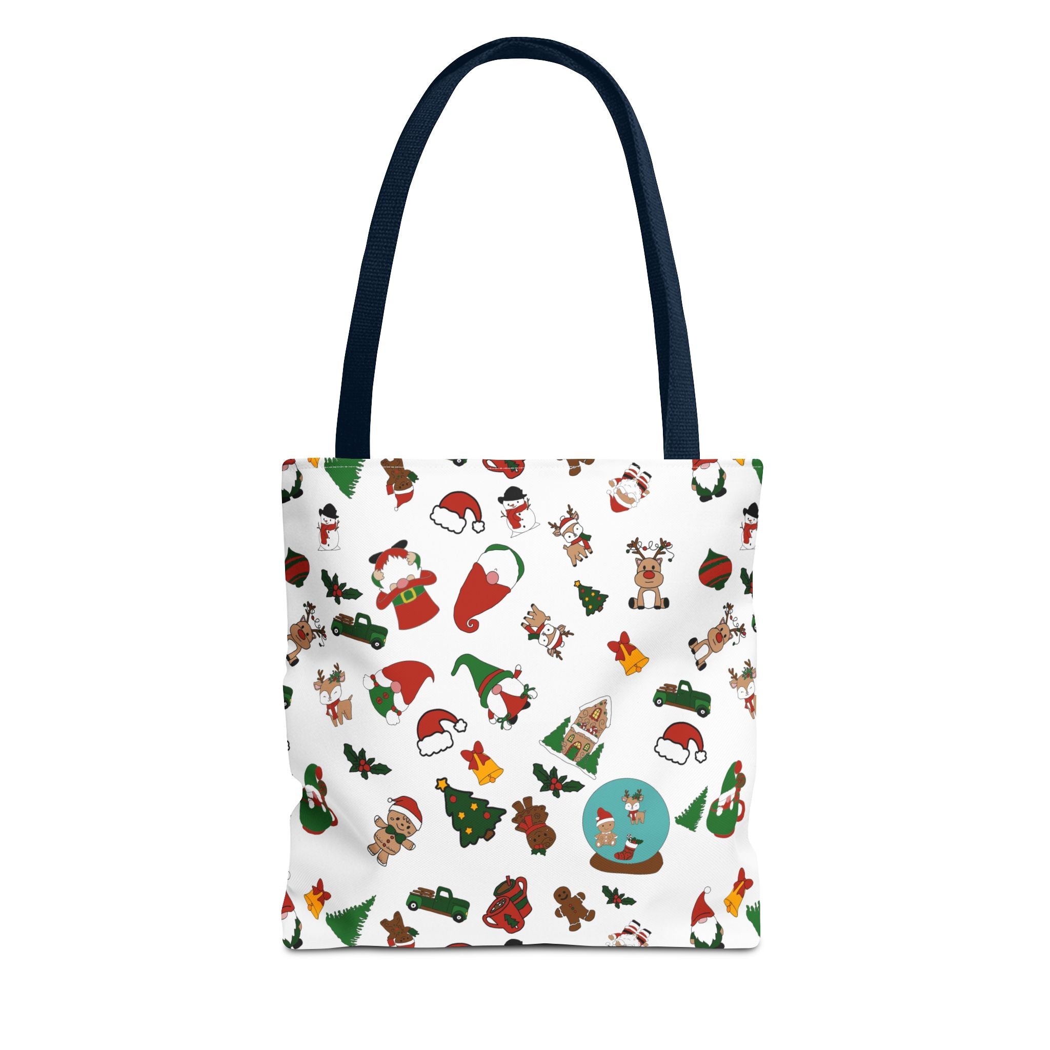 Christmas Icons Tote Bag | Santa, Trees, Stockings Pattern