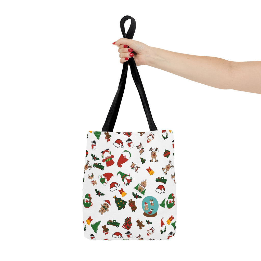 Christmas Icons Tote Bag | Santa, Trees, Stockings Pattern