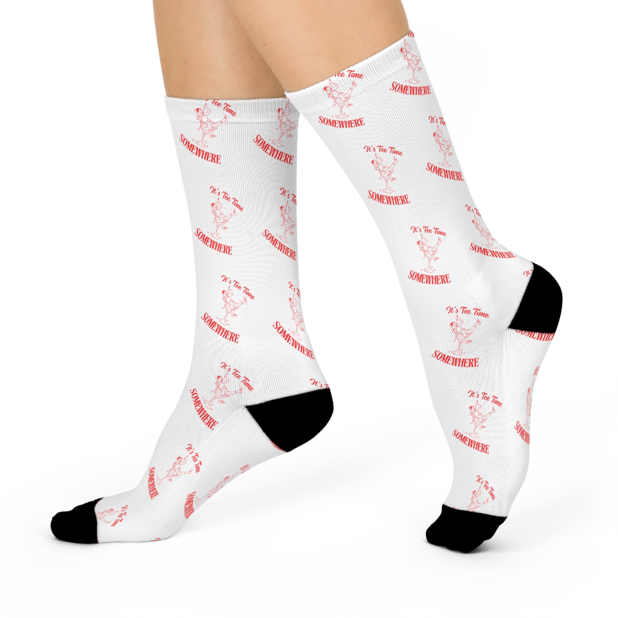 It's Tee time somewhere! Martini Girl - Martini Glass Pattern Cushioned Crew Socks | Cocktail Repeat Design