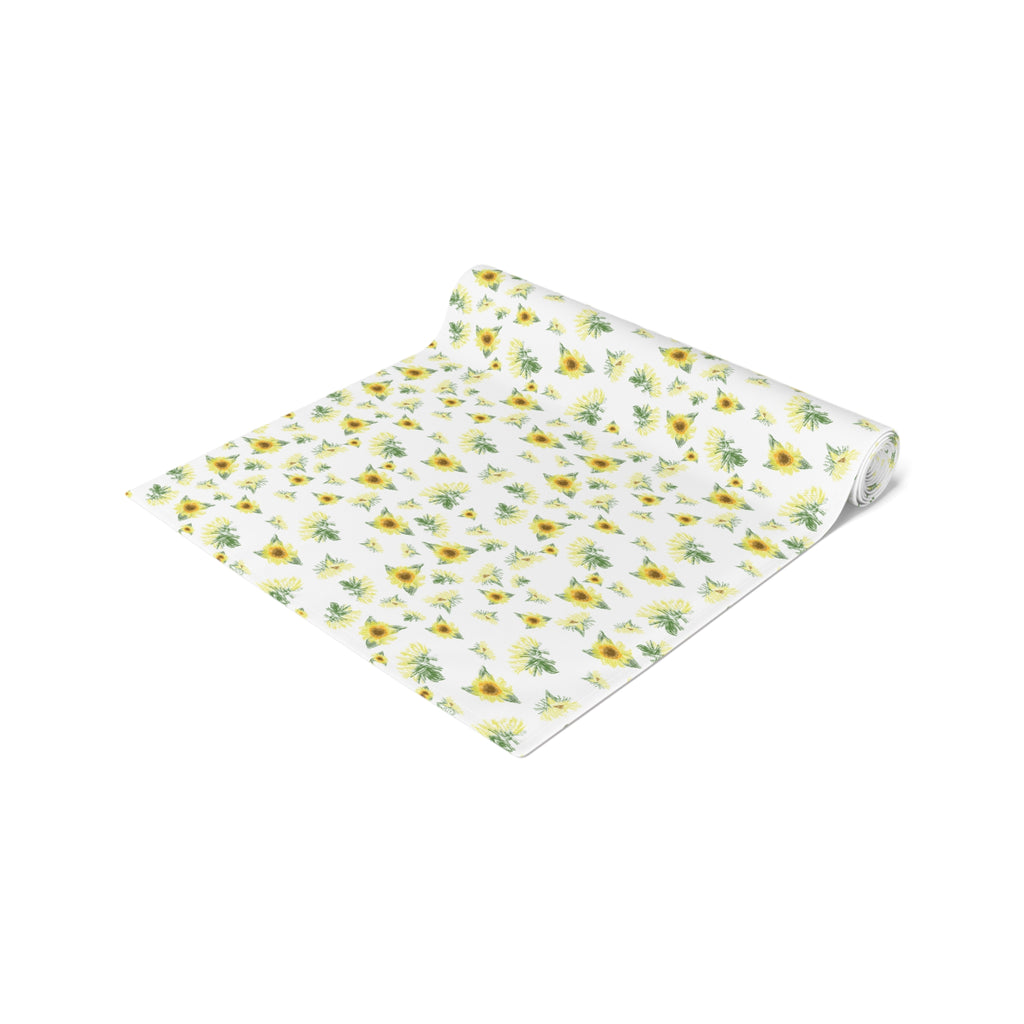Yellow Sunflower Pattern Table Runner | Floral Table Runner
