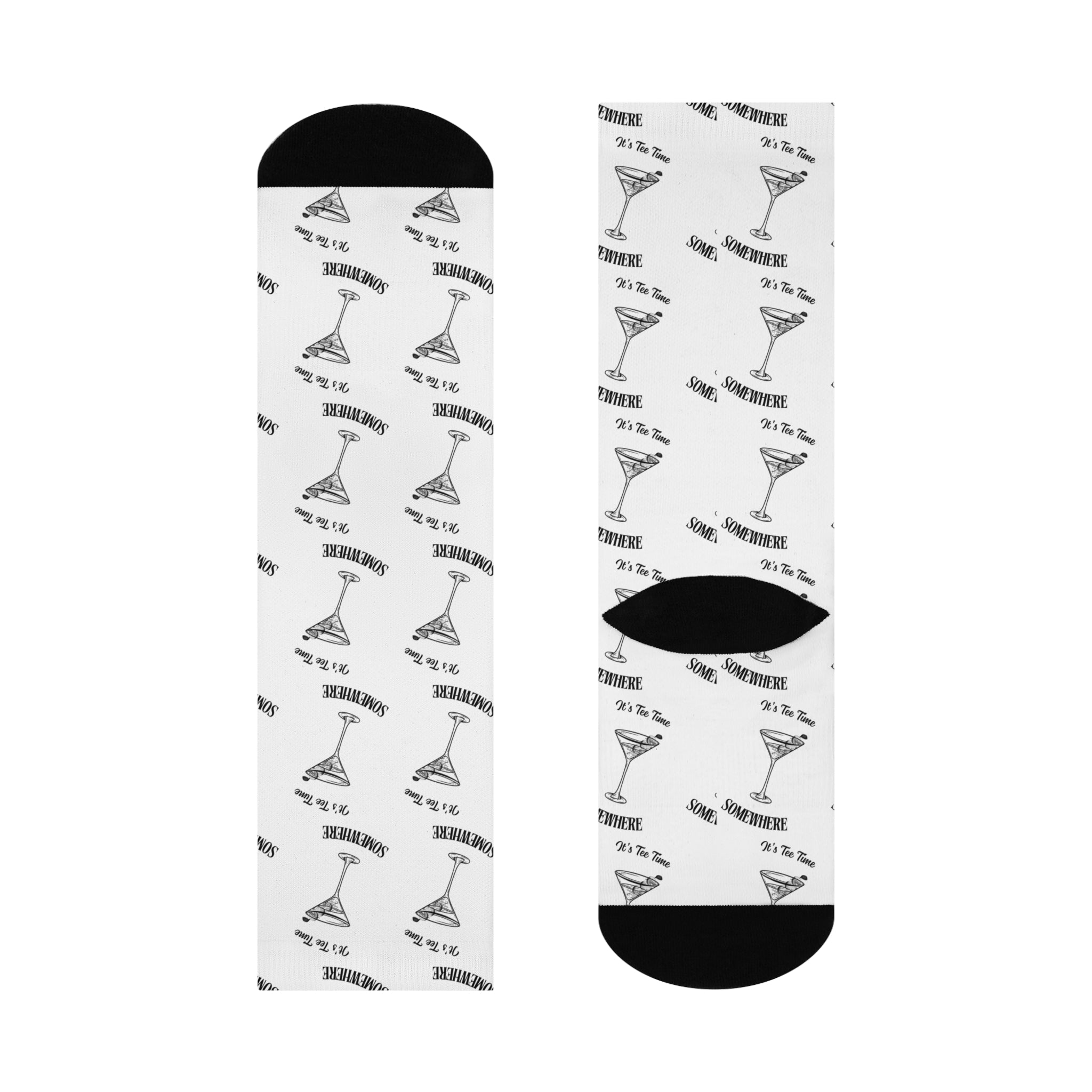 It's Tee time somewhere - Martini Glass Pattern Cushioned Crew Socks | Cocktail Repeat Design