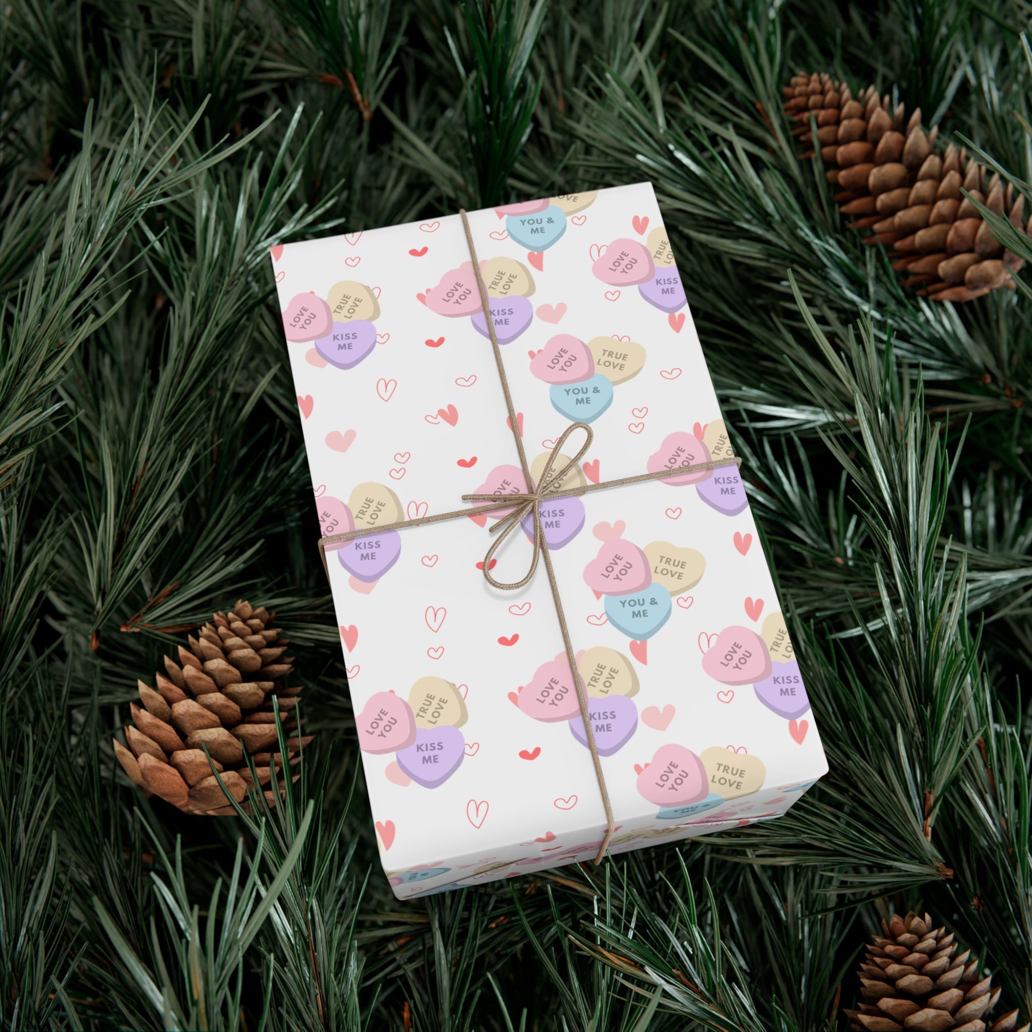 Candy Heart Pattern Gift Wrap | Valentines Conversation Heart Wrapping Paper
