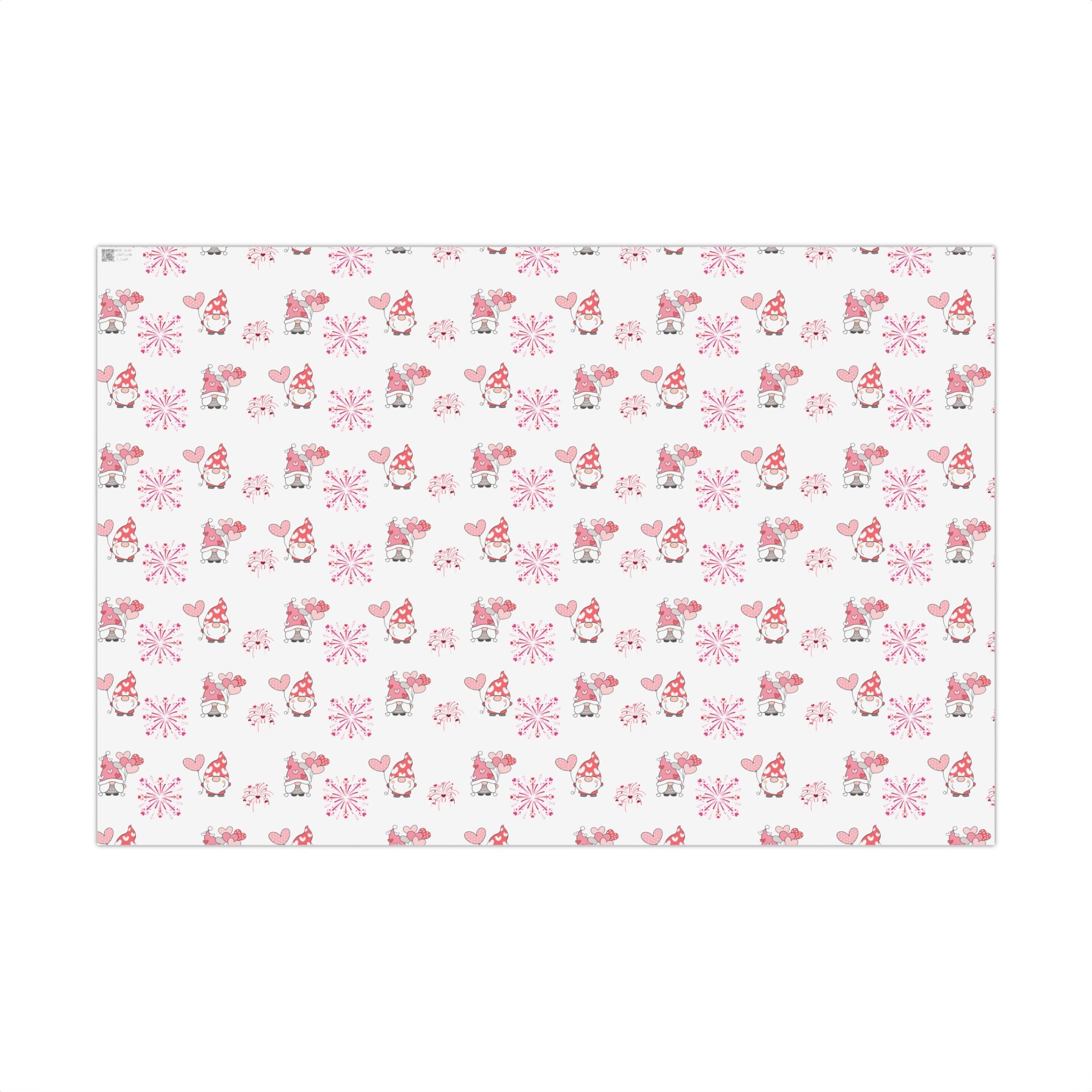 Valentine Gnome Pattern Gift Wrap, Pink Heart Wrapping Paper | Cute Gnomes