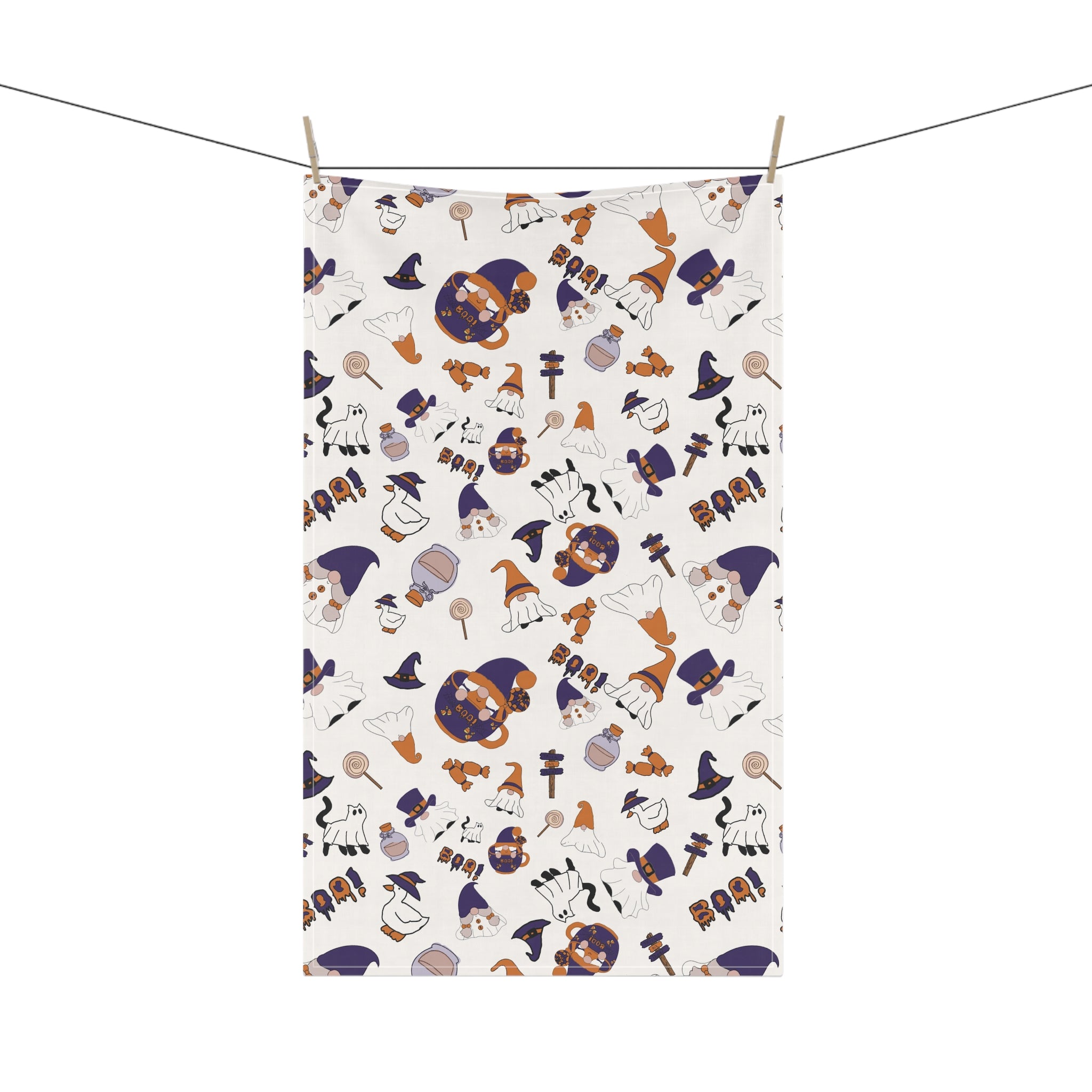 Halloween Ghosts and Witches Tea Towel | Cotton Poly Kitchen Towel