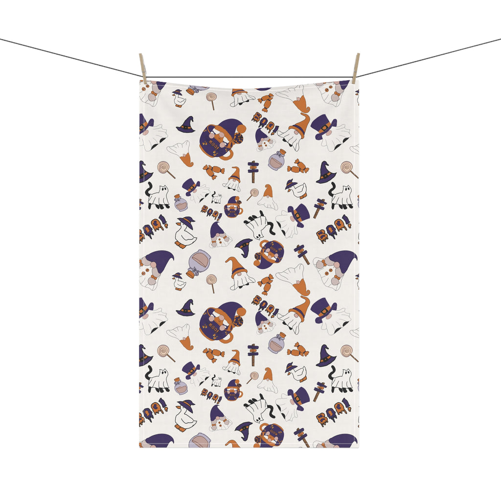 Halloween Ghosts and Witches Tea Towel | Cotton Poly Kitchen Towel